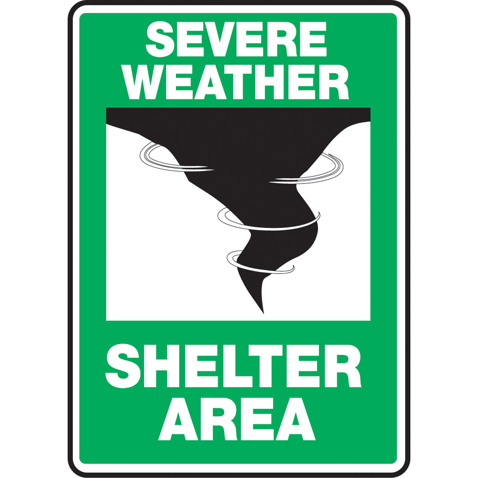 Enseigne « Shelter Area », 10" x 7", Aluminium, Anglais avec pictogramme