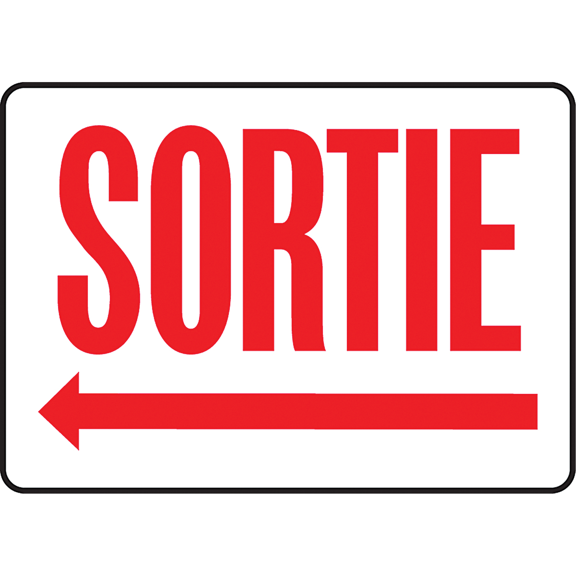 Enseigne « Sortie », 10" x 14", Plastique, Français avec pictogramme