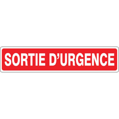 Enseigne « Sortie d'urgence », 14" x 3", Aluminium, Français