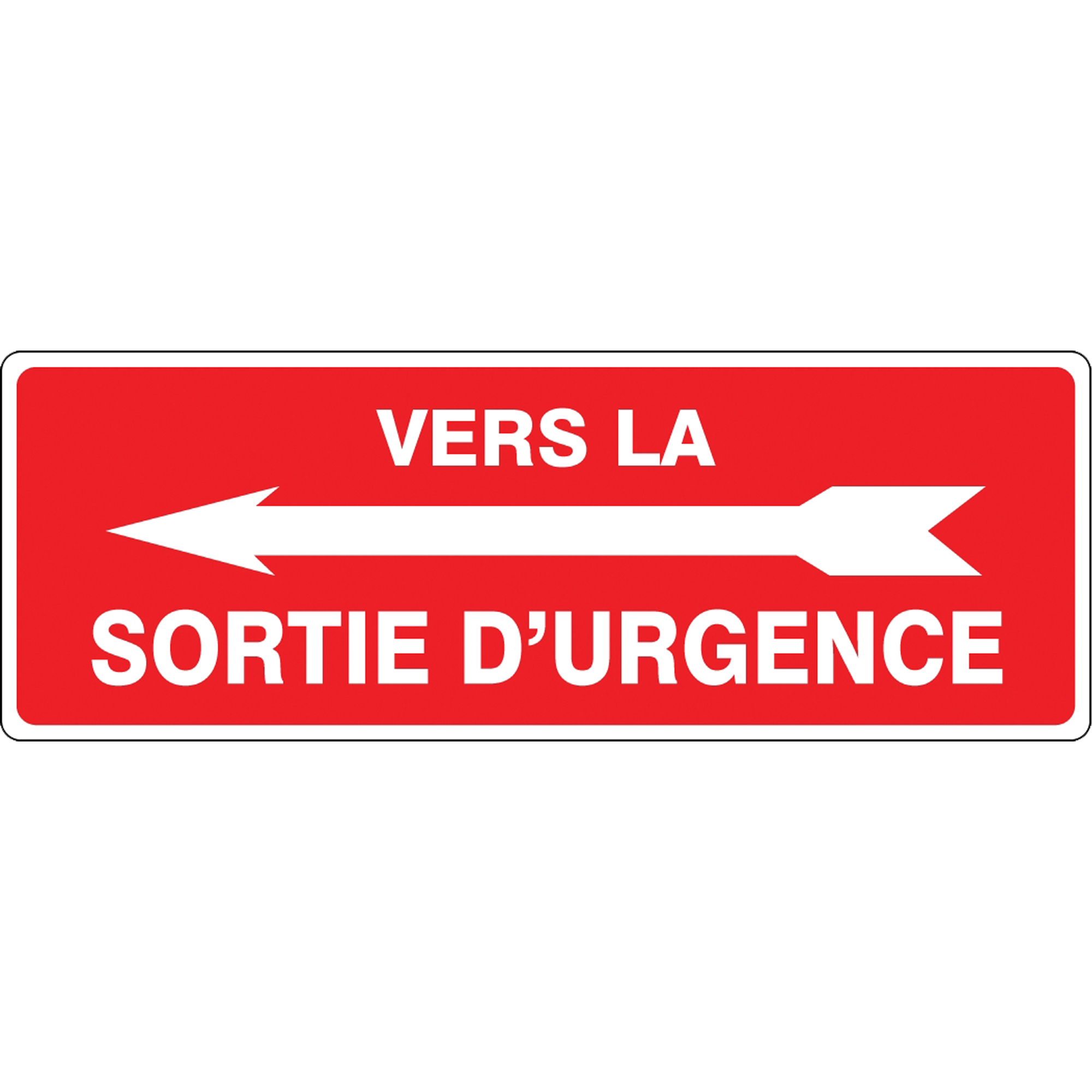 Enseigne « Sortie d'urgence », 14" x 5", Aluminium, Français avec pictogramme