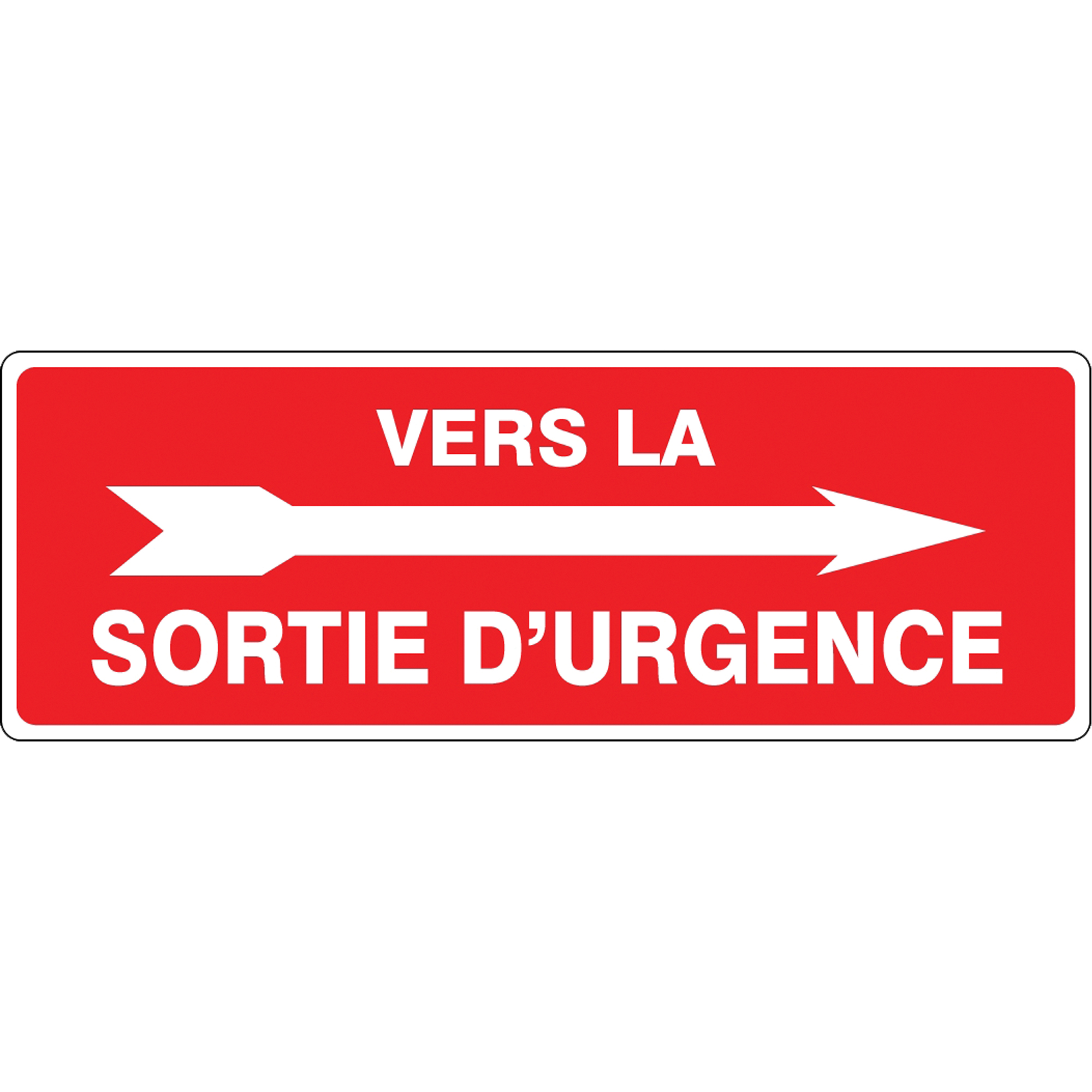 Enseigne « Sortie d'urgence », 14" x 5", Aluminium, Français avec pictogramme