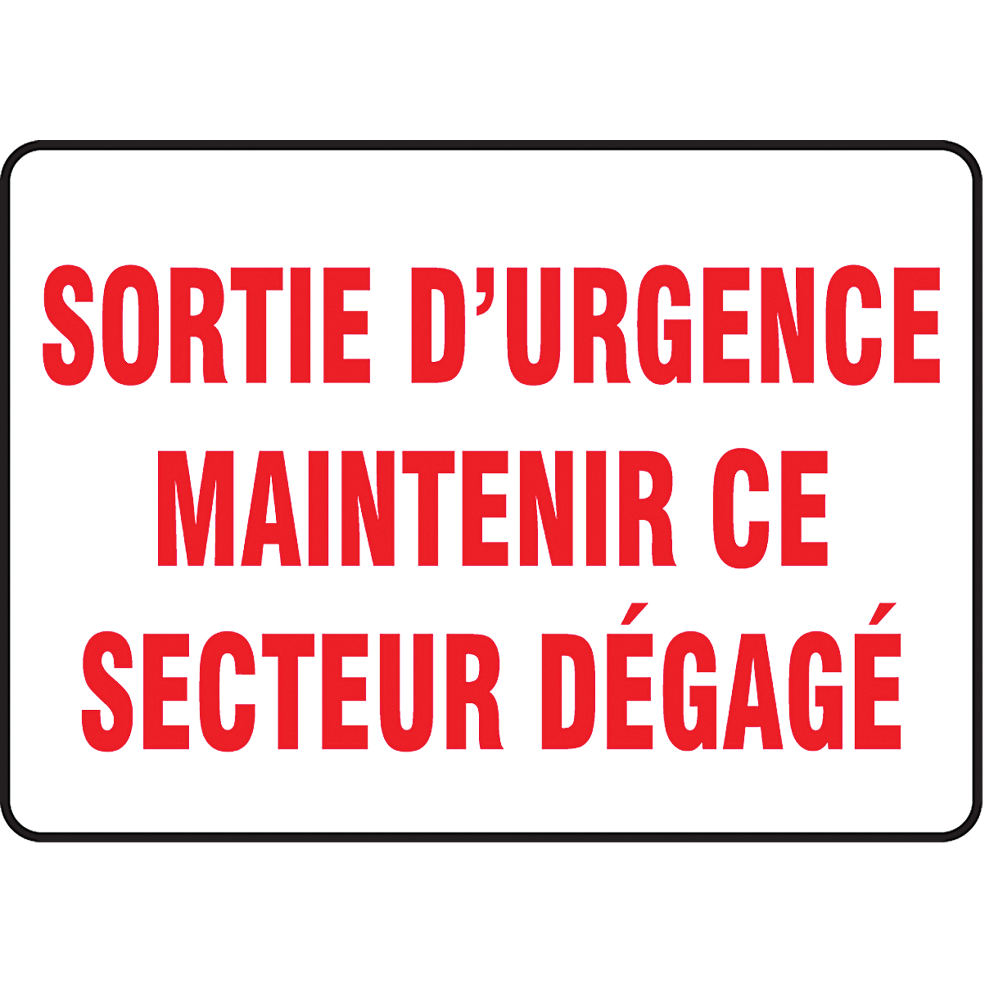Enseigne « Sortie d'urgence », 10" x 14", Plastique, Français
