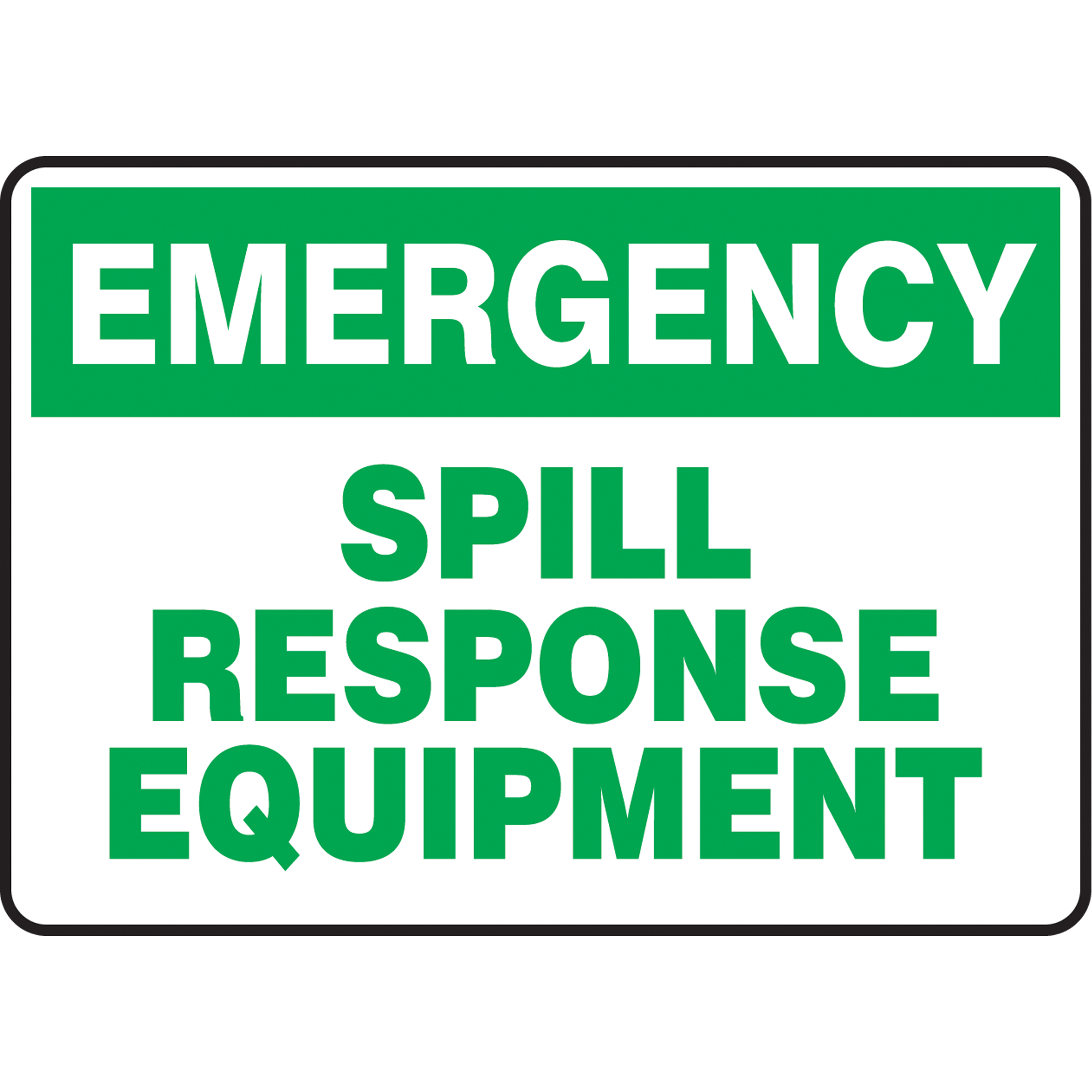 Enseigne « Spill Response Equipment », 10" x 14", Plastique, Anglais