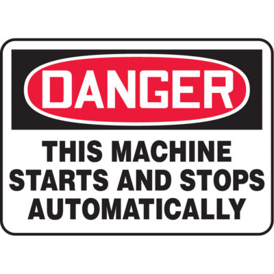 Enseigne « Starts & Stops Automatically », 10" x 14", Aluminium, Anglais