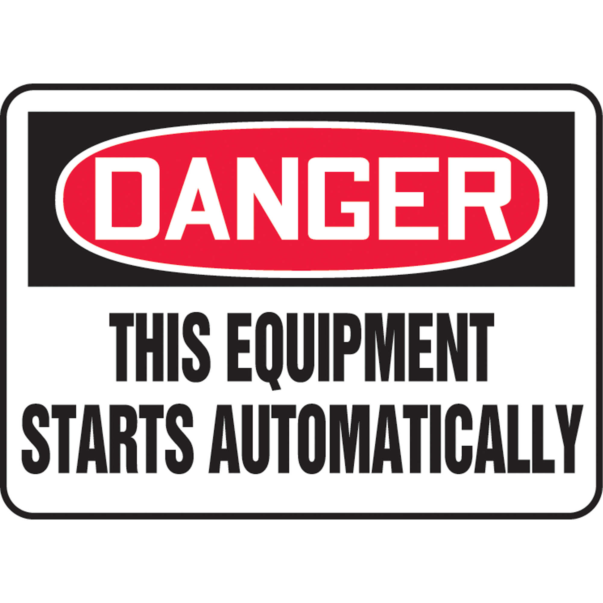 Enseigne « Starts Automatically », 10" x 14", Vinyle, Anglais