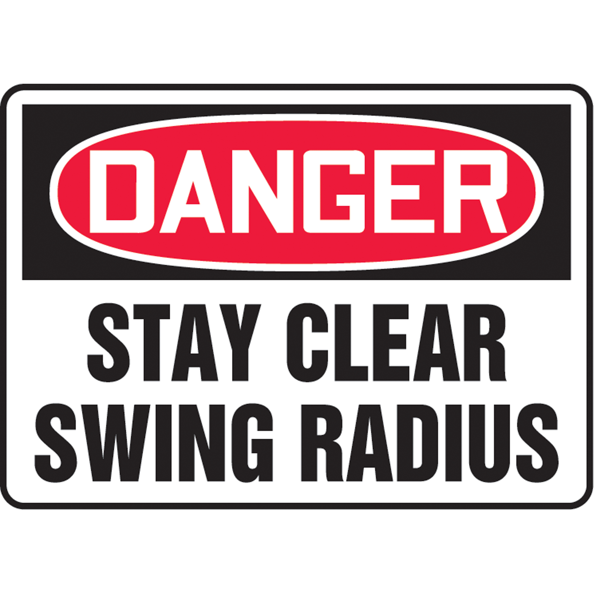 Enseigne « Stay Clear Swing Radius », 10" x 14", Aluminium, Anglais