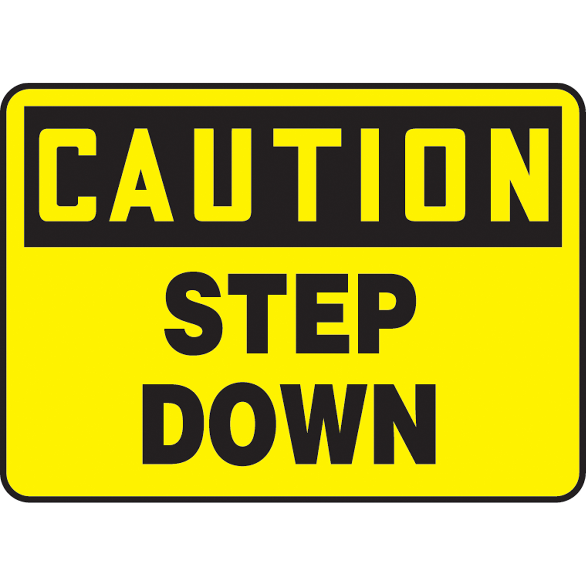 Enseigne « Step Down », 10" x 14", Vinyle, Anglais