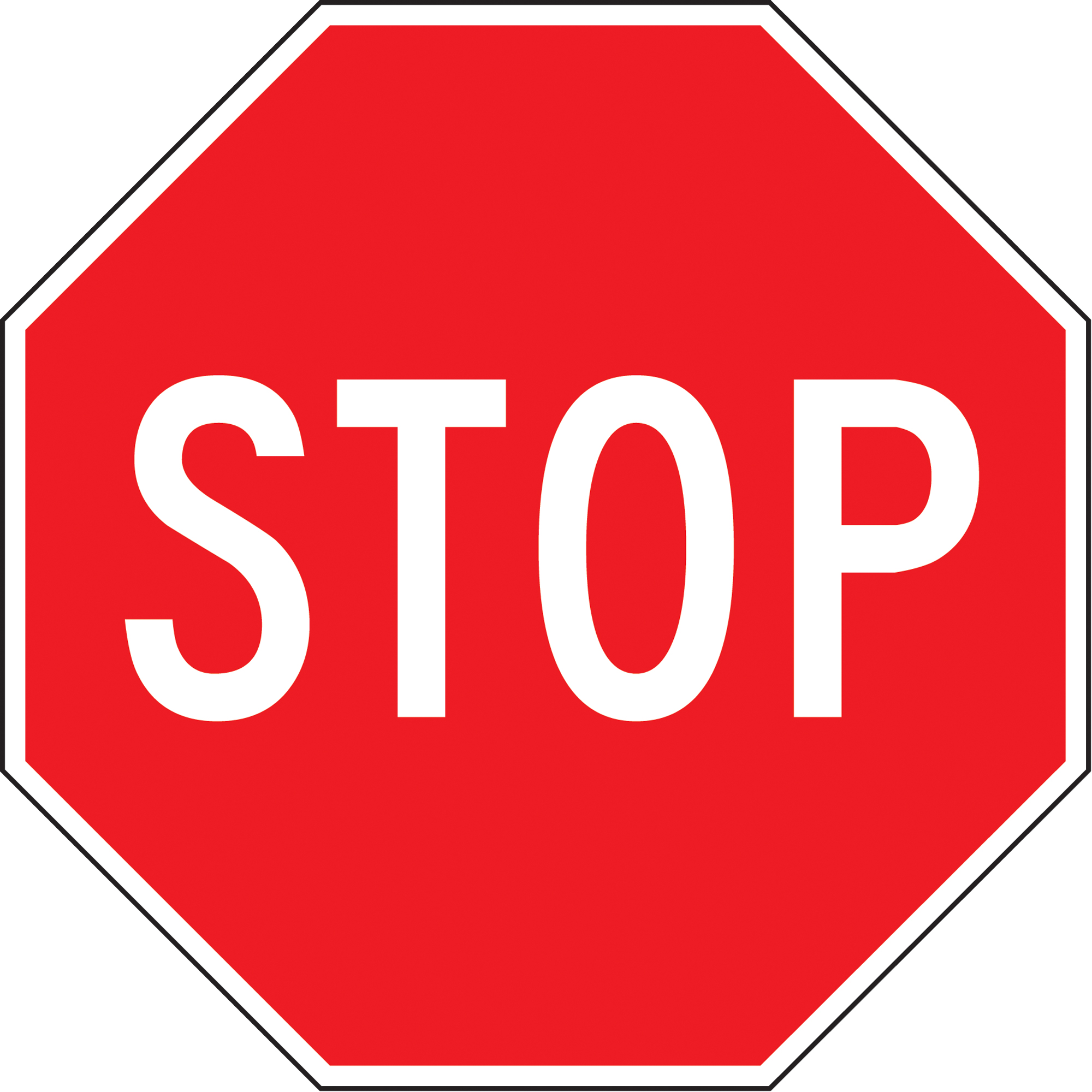 Enseigne « Stop », 24" x 24", Aluminium, Anglais avec pictogramme