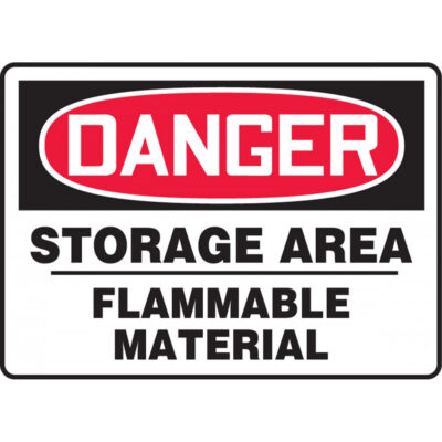 Enseigne « Storage Area Flammable Material », 10" x 14", Vinyle, Anglais