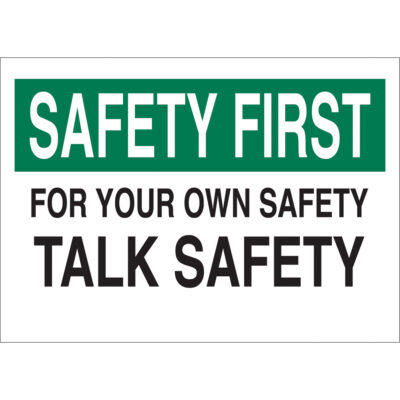 Enseigne « Talk Safety », 10" x 14", Vinyle, Anglais