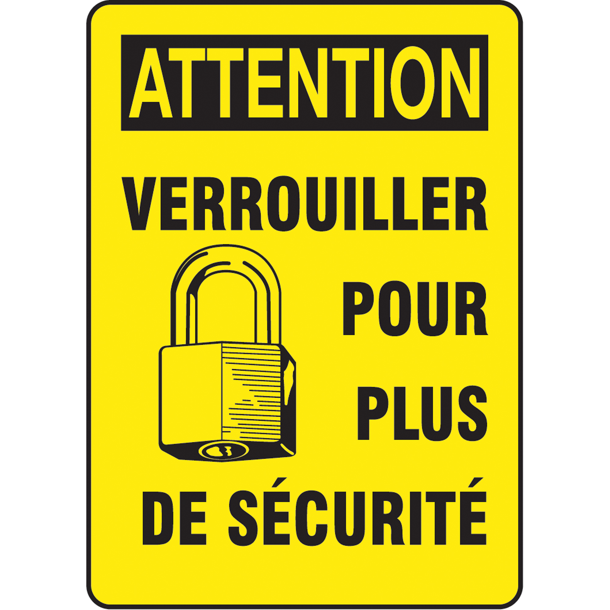 Enseigne « Verrouiller », 10" x 7", Aluminium, Français avec pictogramme