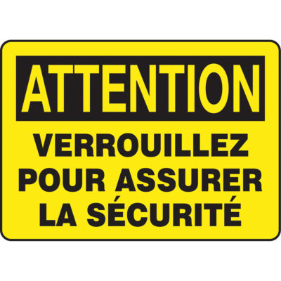 Enseigne « Verrouillez », 10" x 14", Plastique, Français