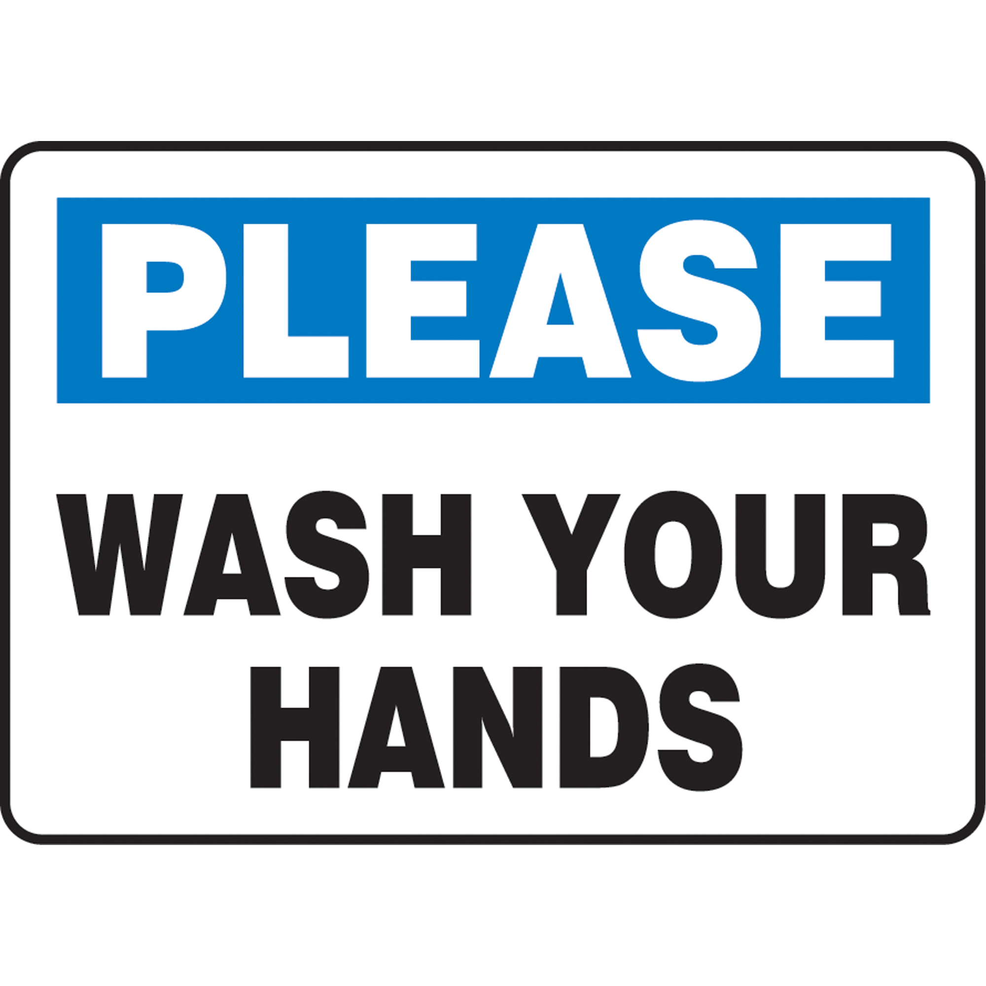 Enseigne « Wash Your Hands », 10" x 14", Aluminium, Anglais