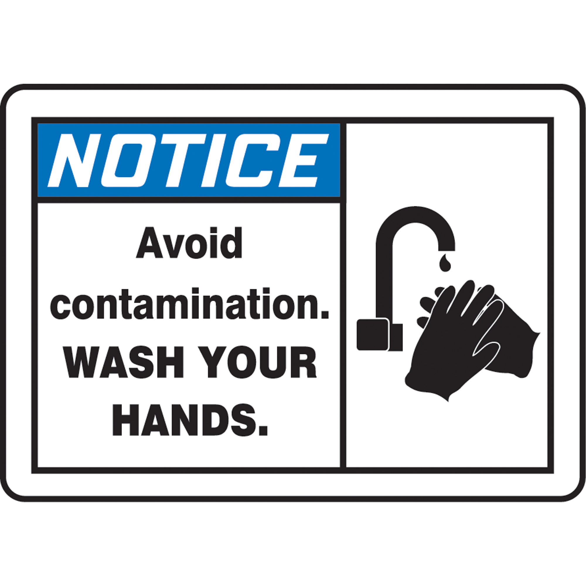 Enseigne « Wash Your Hands », 10" x 14", Aluminium, Anglais avec pictogramme