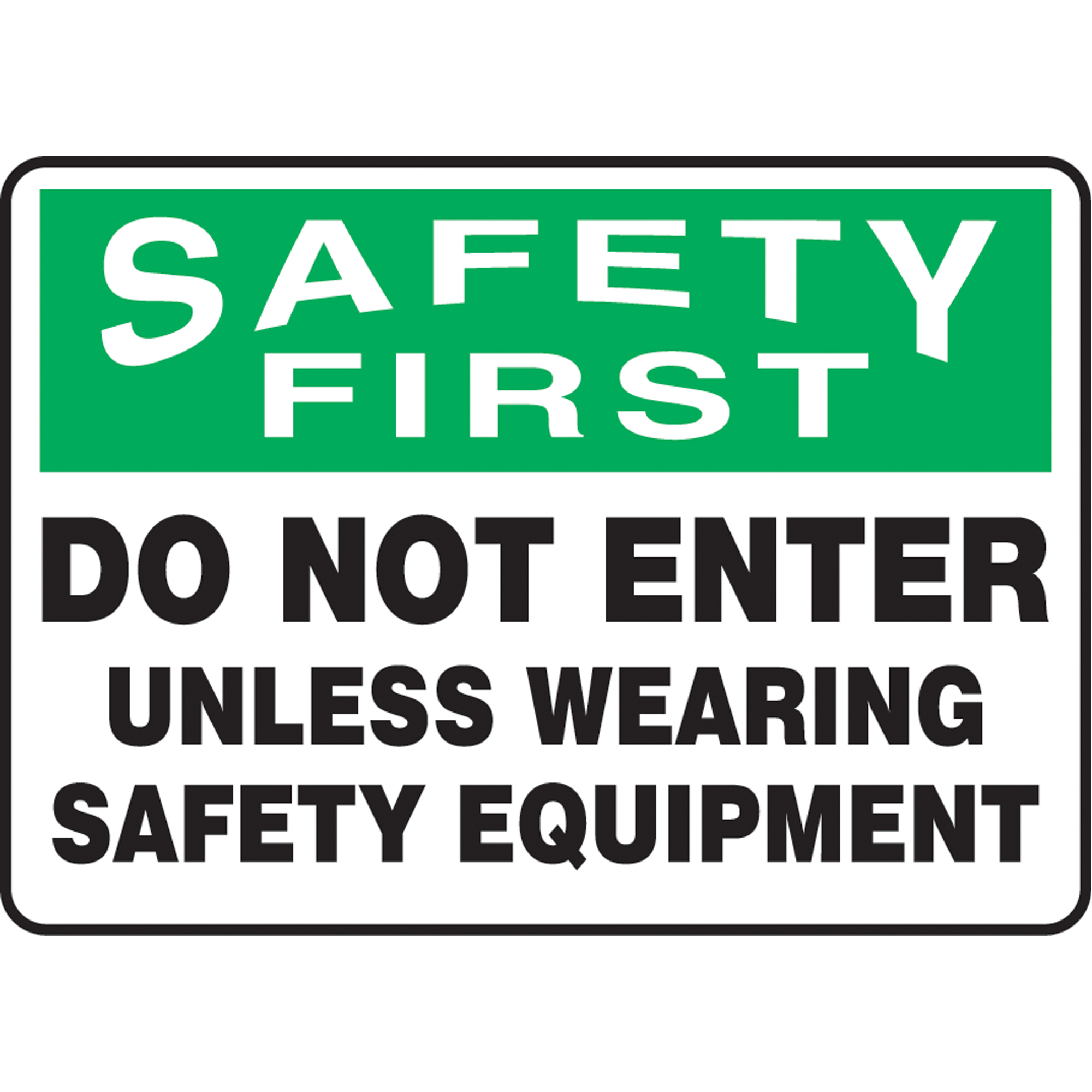 Enseigne « Wearing Safety Equipment », 10" x 14", Plastique, Anglais