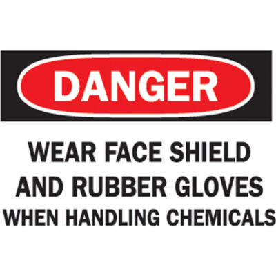Enseigne « When Handling Chemicals », 10" x 14", Plastique, Anglais