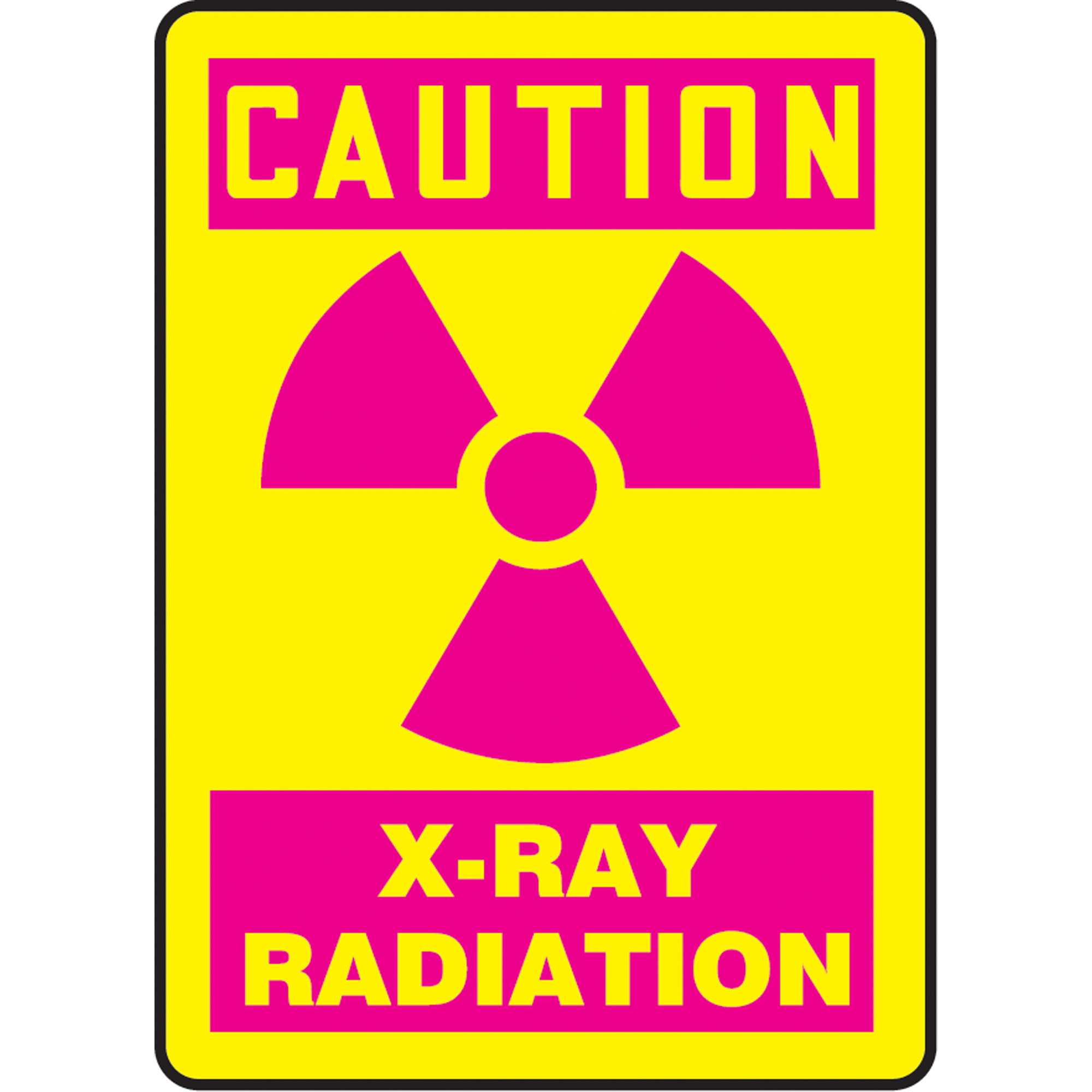 Enseigne « X-Ray Radiation », 10" x 7", Plastique, Anglais avec pictogramme
