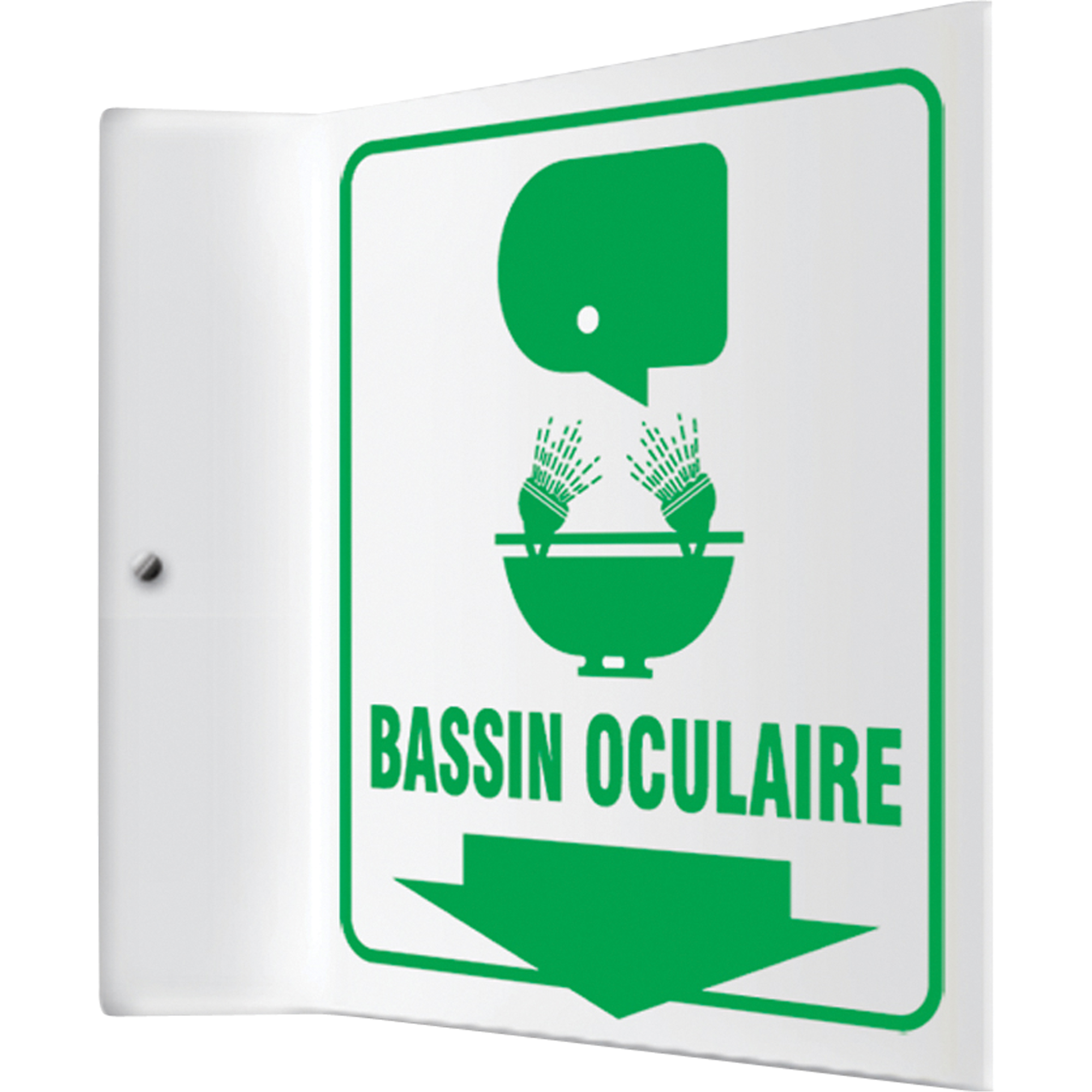 Enseignes de douche oculaire ProjectionMC, 8" x 8", Plastique, Français avec pictogramme
