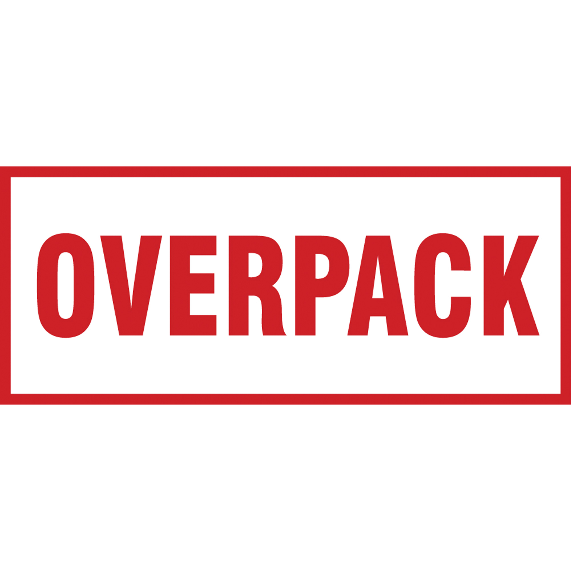 Étiquette de manutention «Overpack», 6" lo x 2-1/2" la, Rouge/blanc