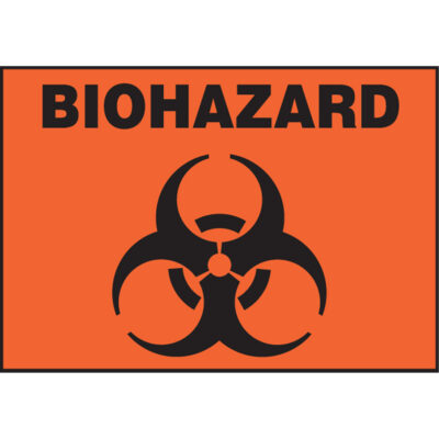 Étiquette de sécurité pour danger biologique, 3,5" x 5", Vinyle, Anglais avec pictogramme