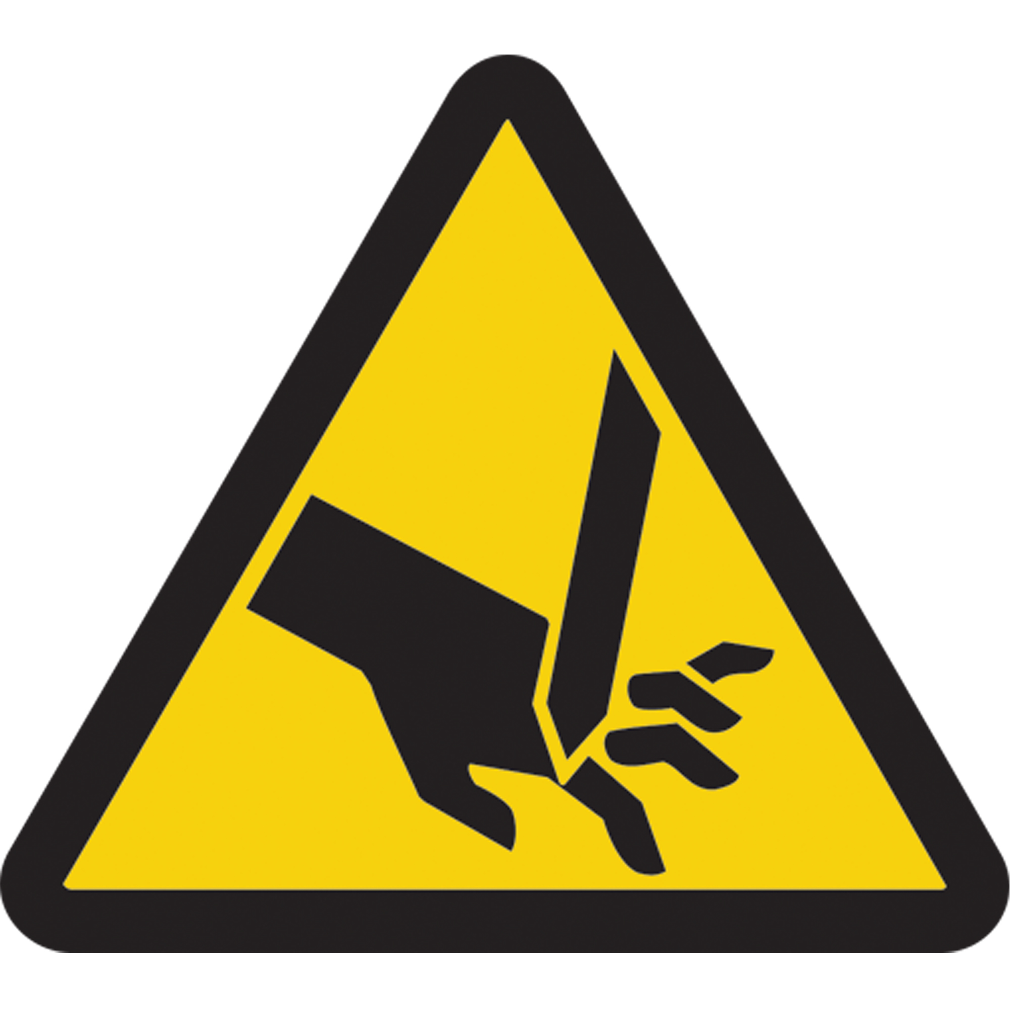 Étiquettes de sécurité avertissement ISO - danger de coupure ou d'amputation, 2" x 2", Vinyle, Pictogramme