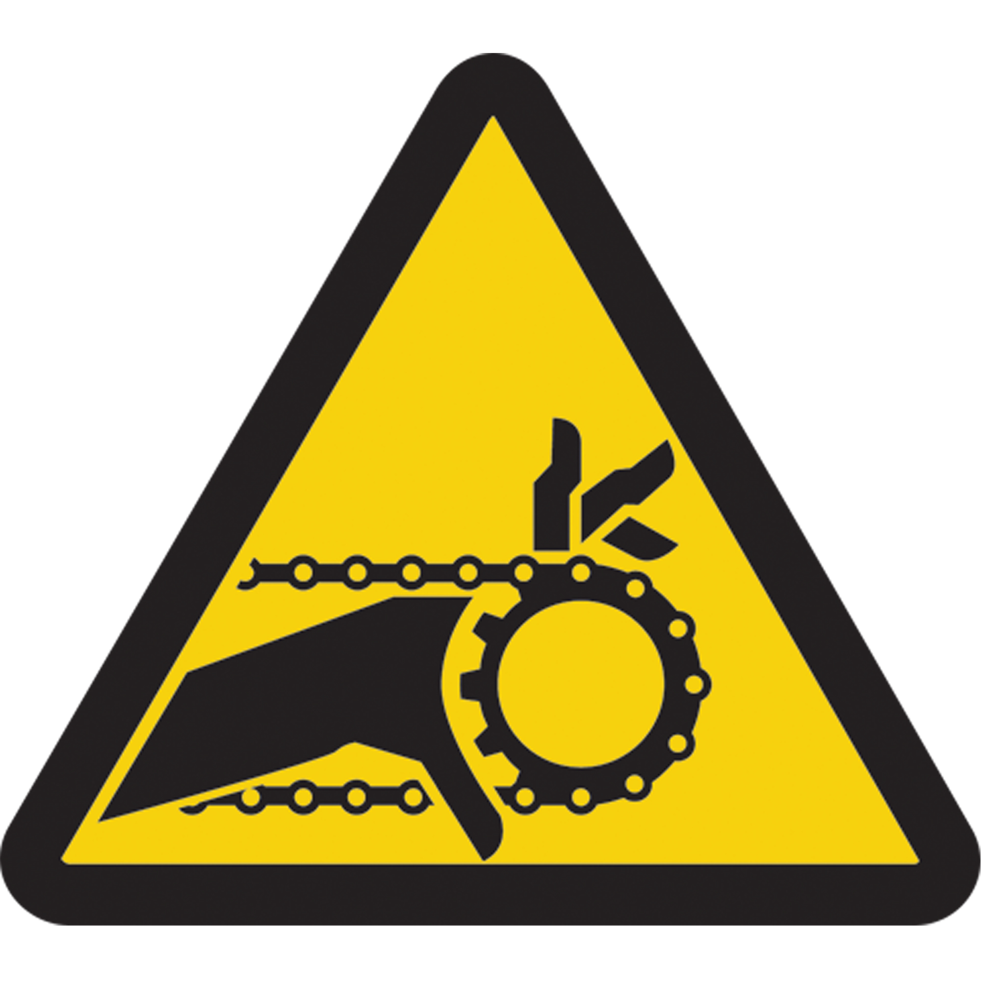 Étiquettes de sécurité avertissement ISO - danger de piégeage par chaîne d'entraînement, 2" x 2", Vinyle, Pictogramme