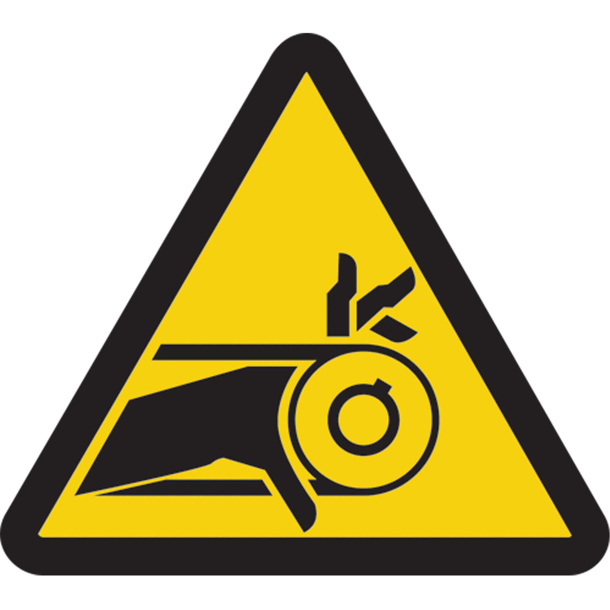 Étiquettes de sécurité avertissement ISO - danger de piégeage par courroie d'entraînement, 2" x 2", Vinyle, Pictogramme