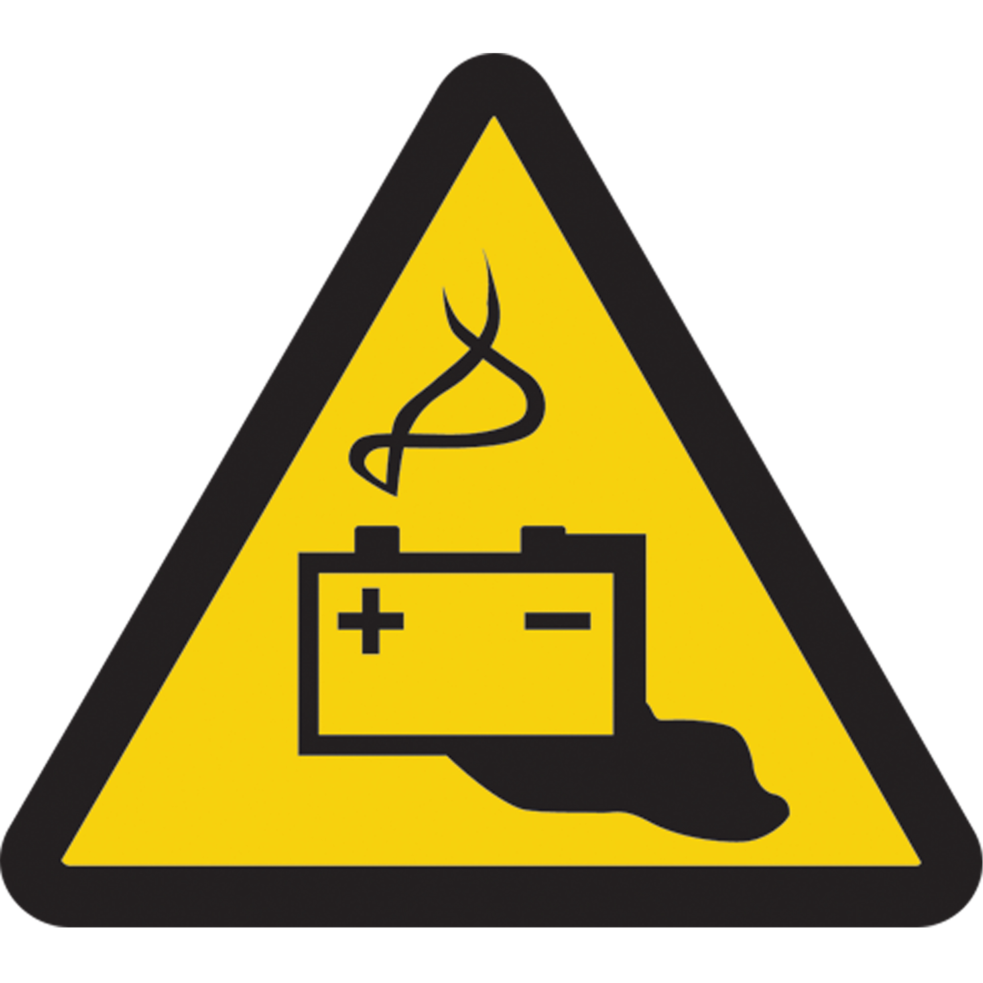 Étiquettes de sécurité avertissement ISO - danger de pile, 2" x 2", Vinyle, Pictogramme