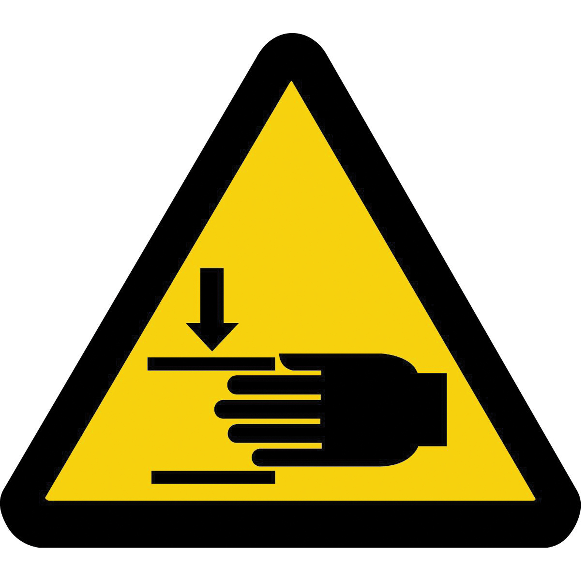 Étiquettes de sécurité avertissement ISO - danger d'écrasement des mains, 2" x 2", Vinyle, Pictogramme
