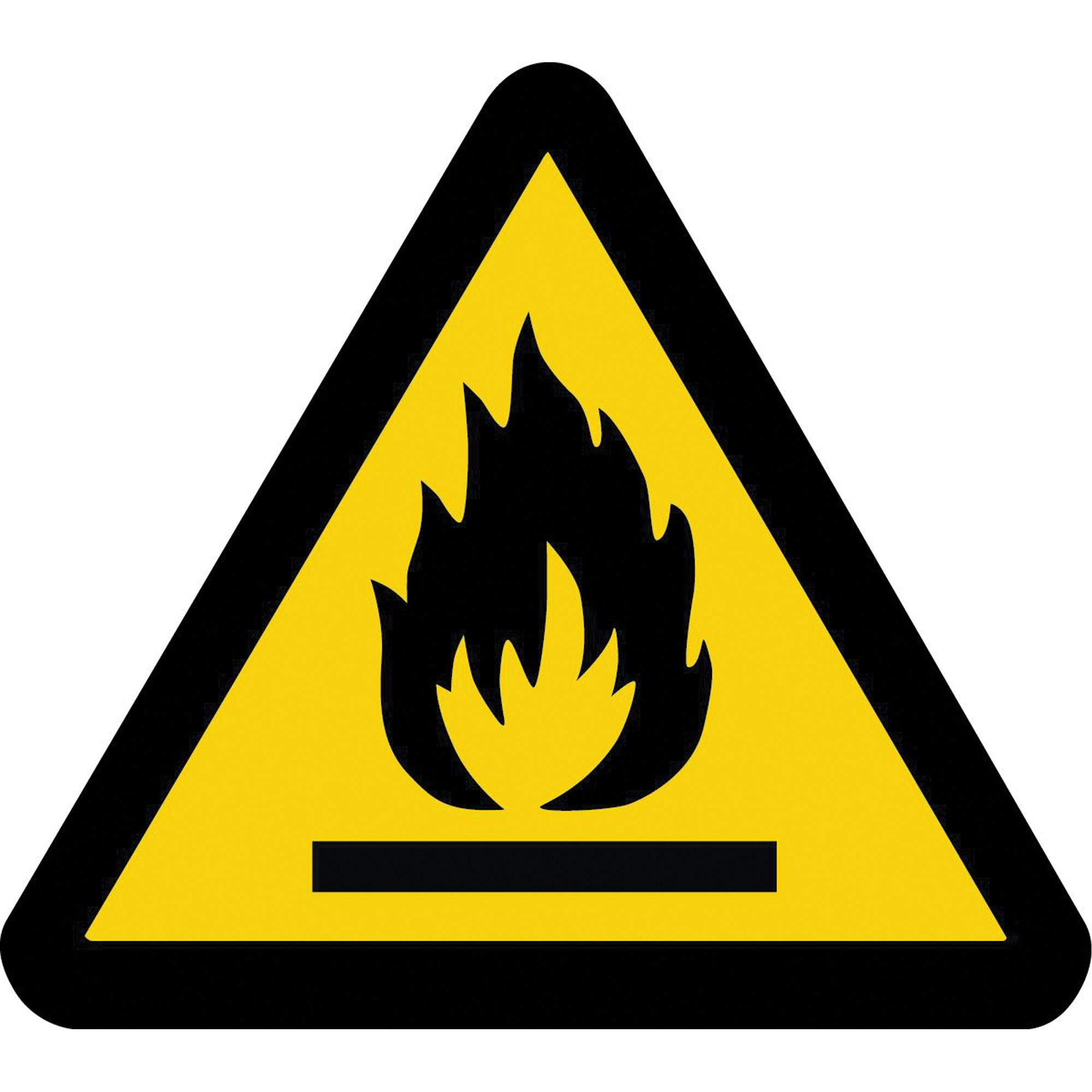 Étiquettes de sécurité avertissement ISO - matériau inflammable, 4" x 4", Vinyle, Pictogramme