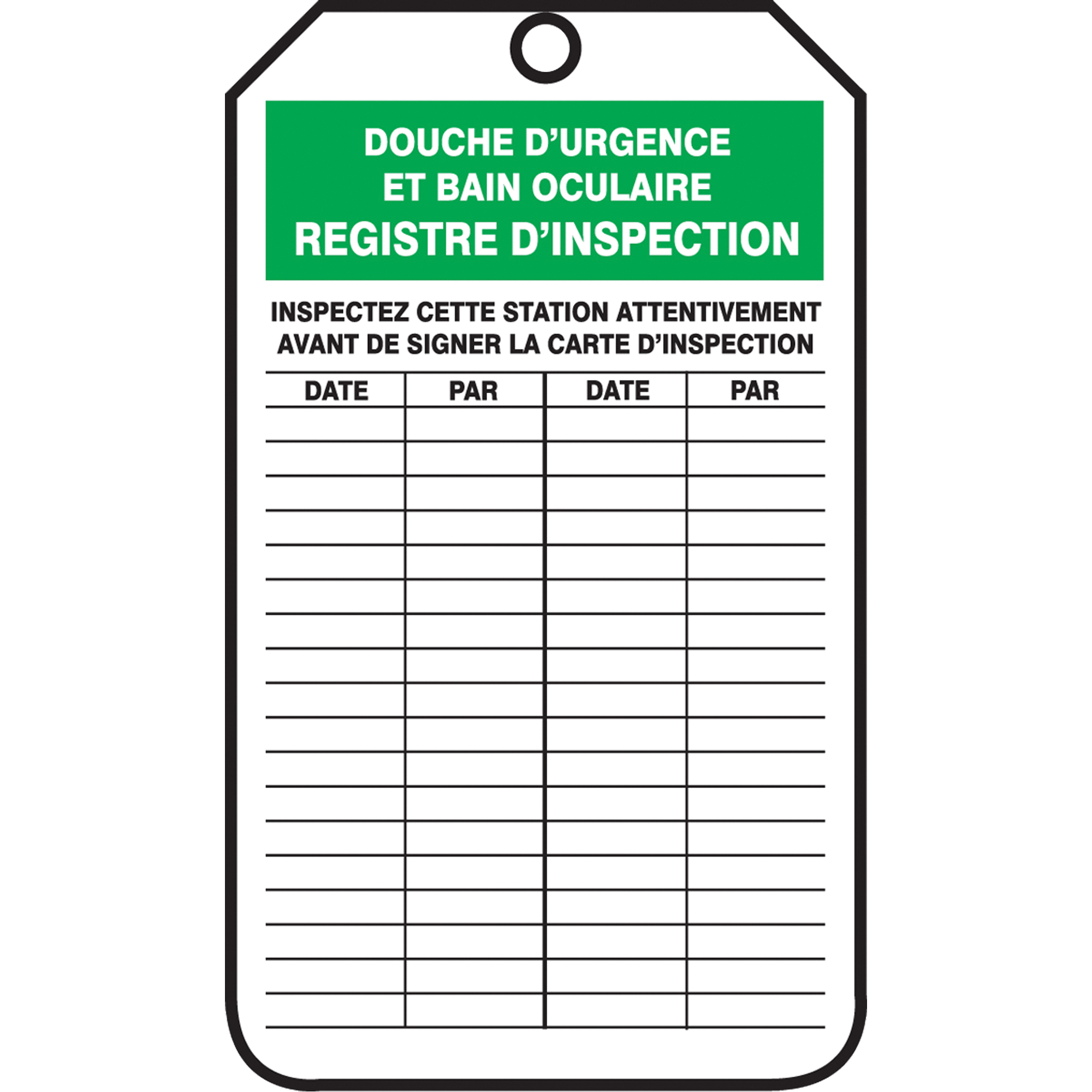 Étiquettes de sécurité d'inspection et de contrôle de l'état de l'équipement, Papier cartonné, 3-1/8" la x 5-7/8" h, Français