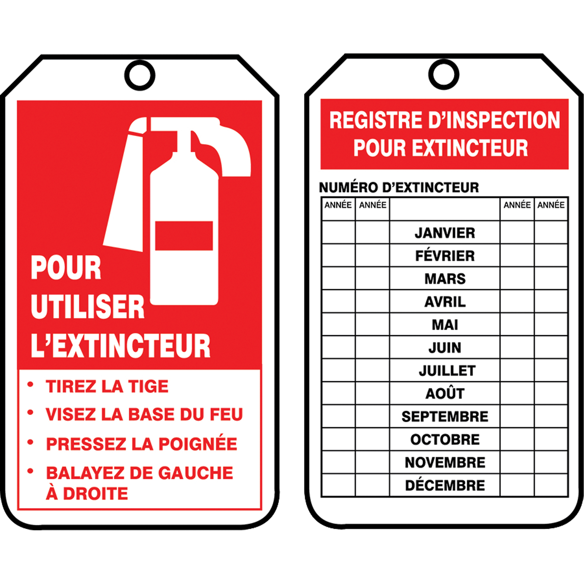 Étiquettes de sécurité d'inspection et de contrôle de l'état de l'équipement, Plastique, 3-1/8" la x 5-7/8" h, Français