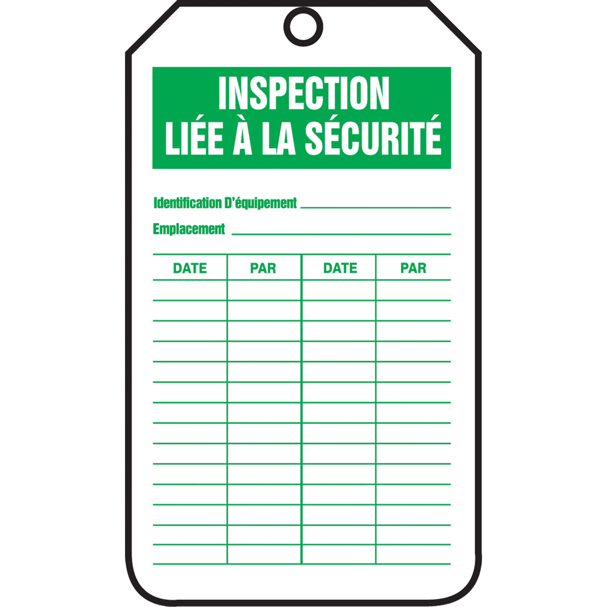 Étiquettes de sécurité d'inspection et de contrôle de l'état de l'équipement, Papier cartonné, 3-1/8" la x 5-7/8" h, Français