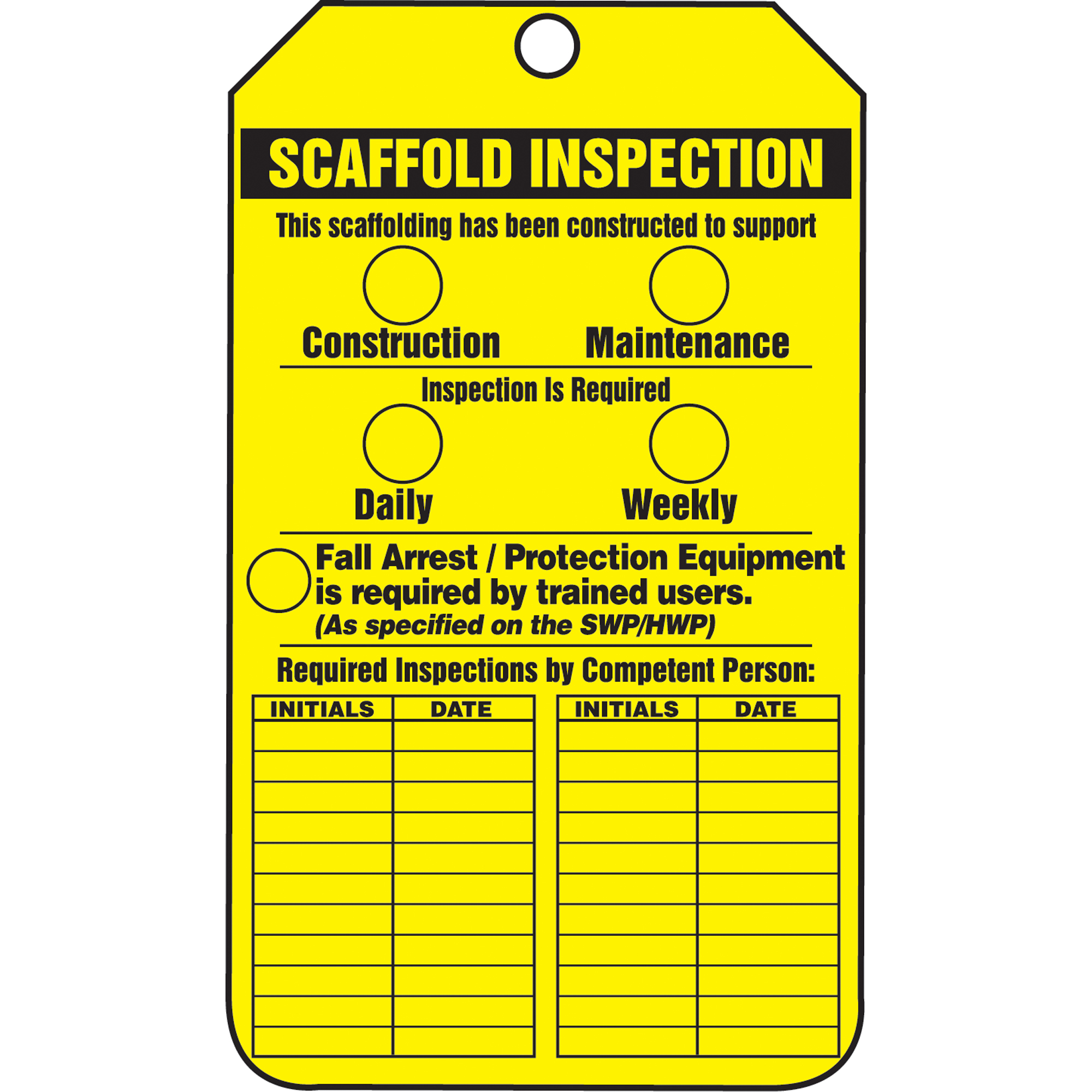 Étiquettes de sécurité d'inspection et de contrôle de l'état de l'équipement, Plastique, 3-3/8" la x 5-7/8" h, Anglais