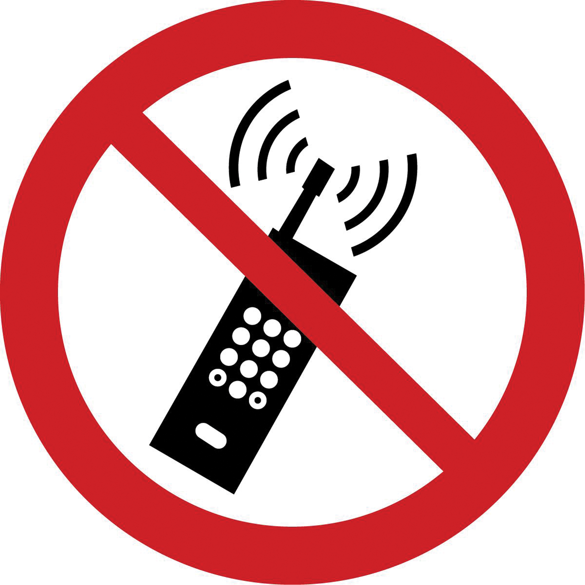 Étiquettes de sécurité ISO interdiction - Aucun téléphone mobile actif, 2" x 2", Vinyle, Pictogramme