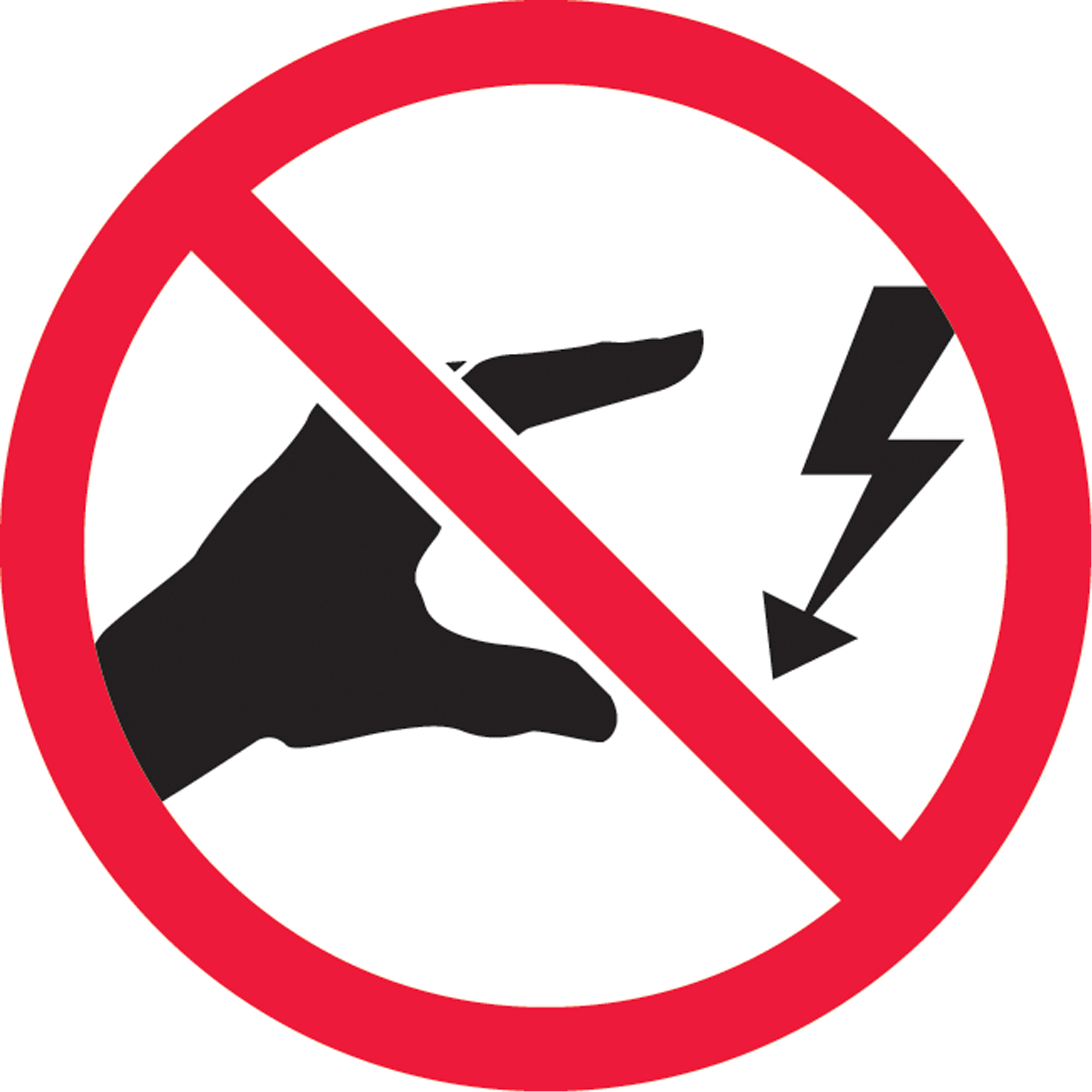 Étiquettes de sécurité ISO interdiction - danger électrique, ne pas toucher, 2" x 2", Vinyle, Pictogramme