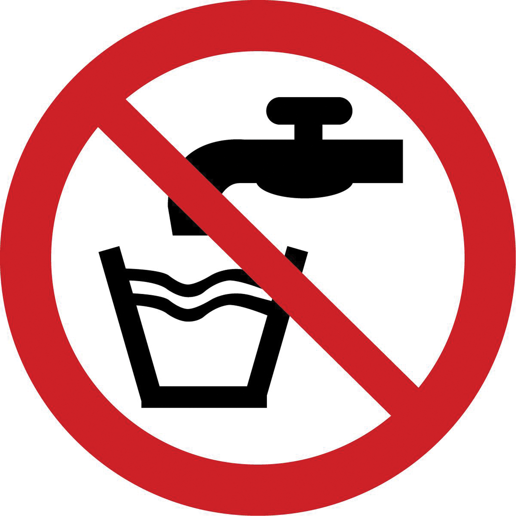 Étiquettes de sécurité ISO interdiction - eau non potable, 2" x 2", Vinyle, Pictogramme