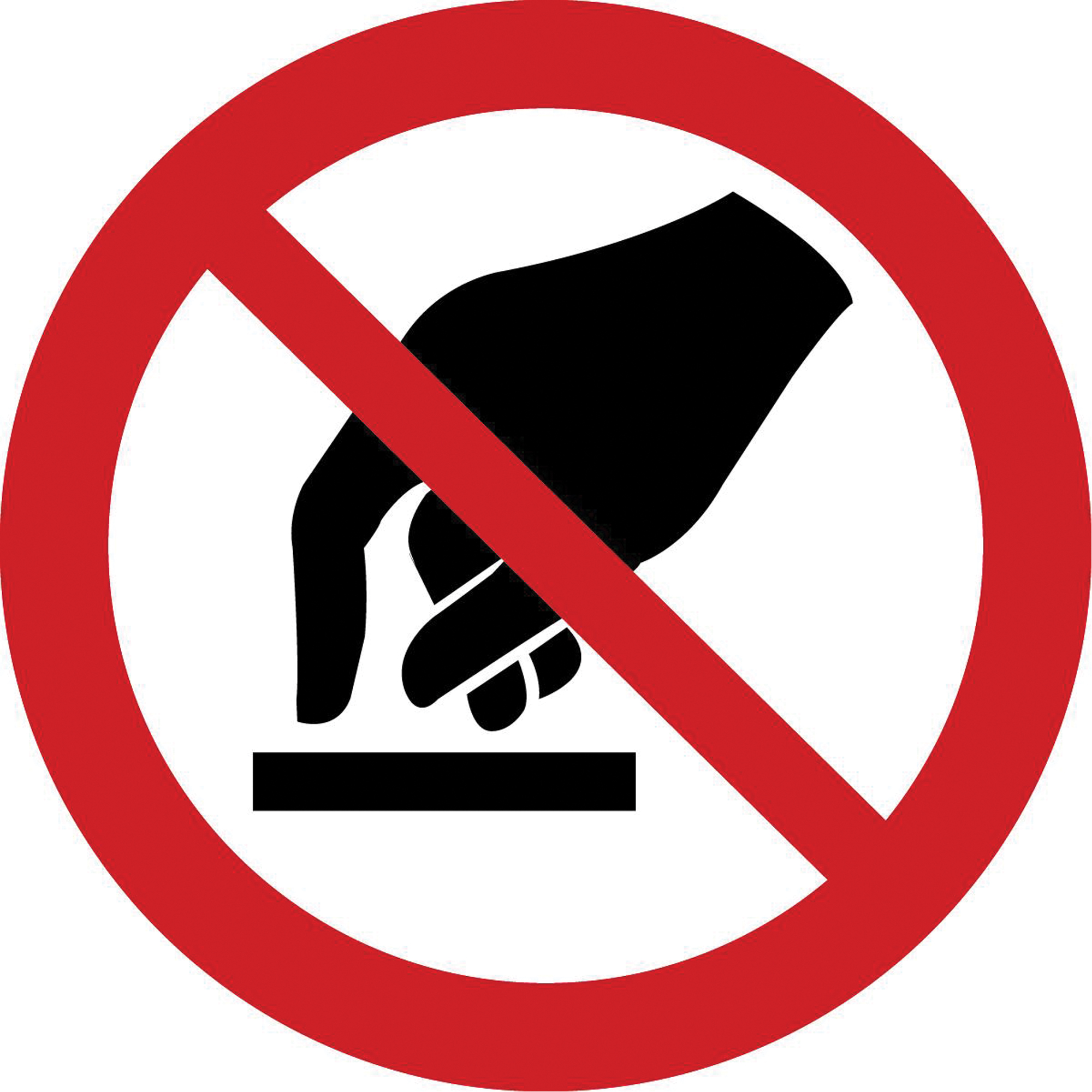 Étiquettes de sécurité ISO interdiction - ne pas toucher la surface, 2" x 2", Vinyle, Pictogramme