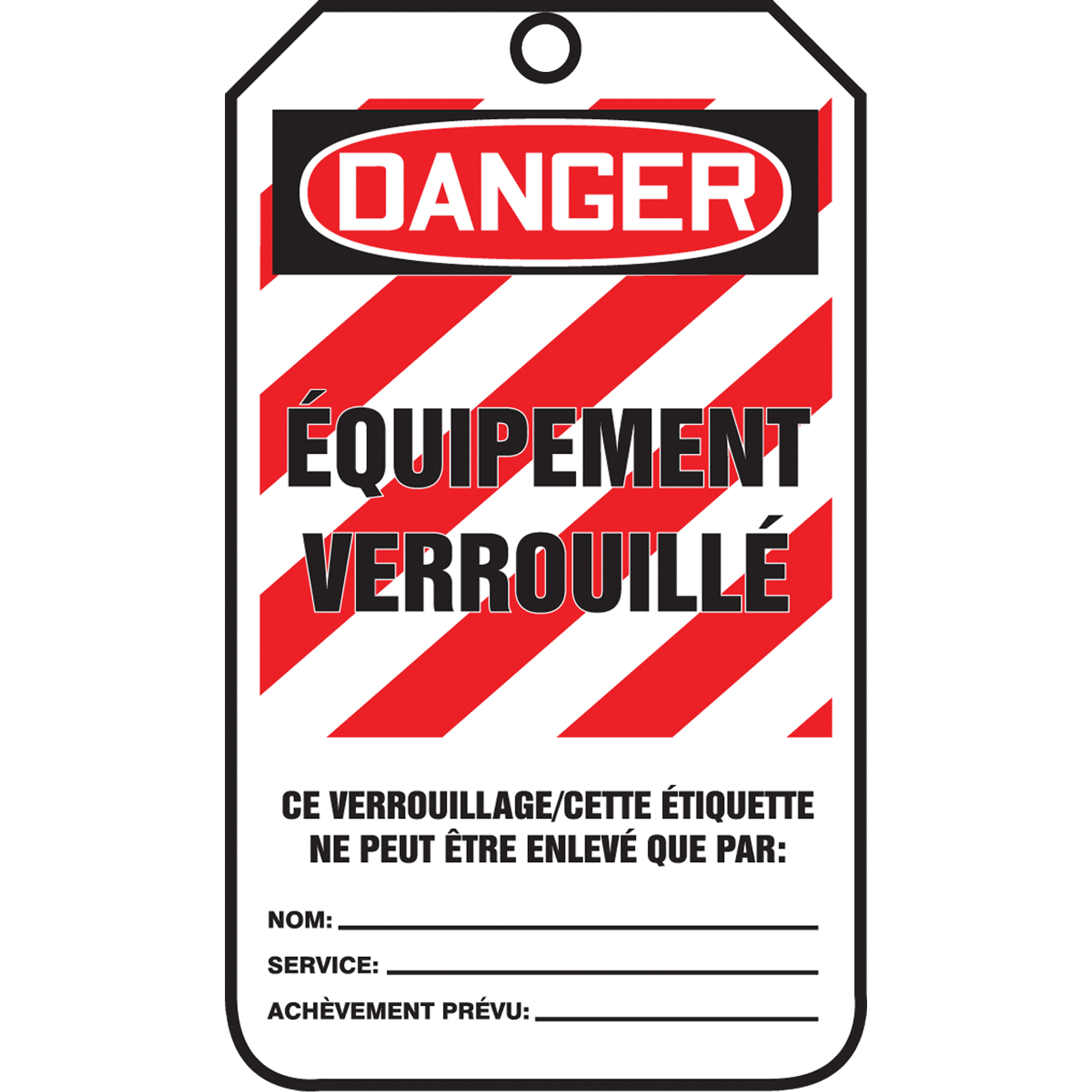 Étiquettes de verrouillage, Papier cartonné, 3-3/8" la x 5-7/8" h, Français