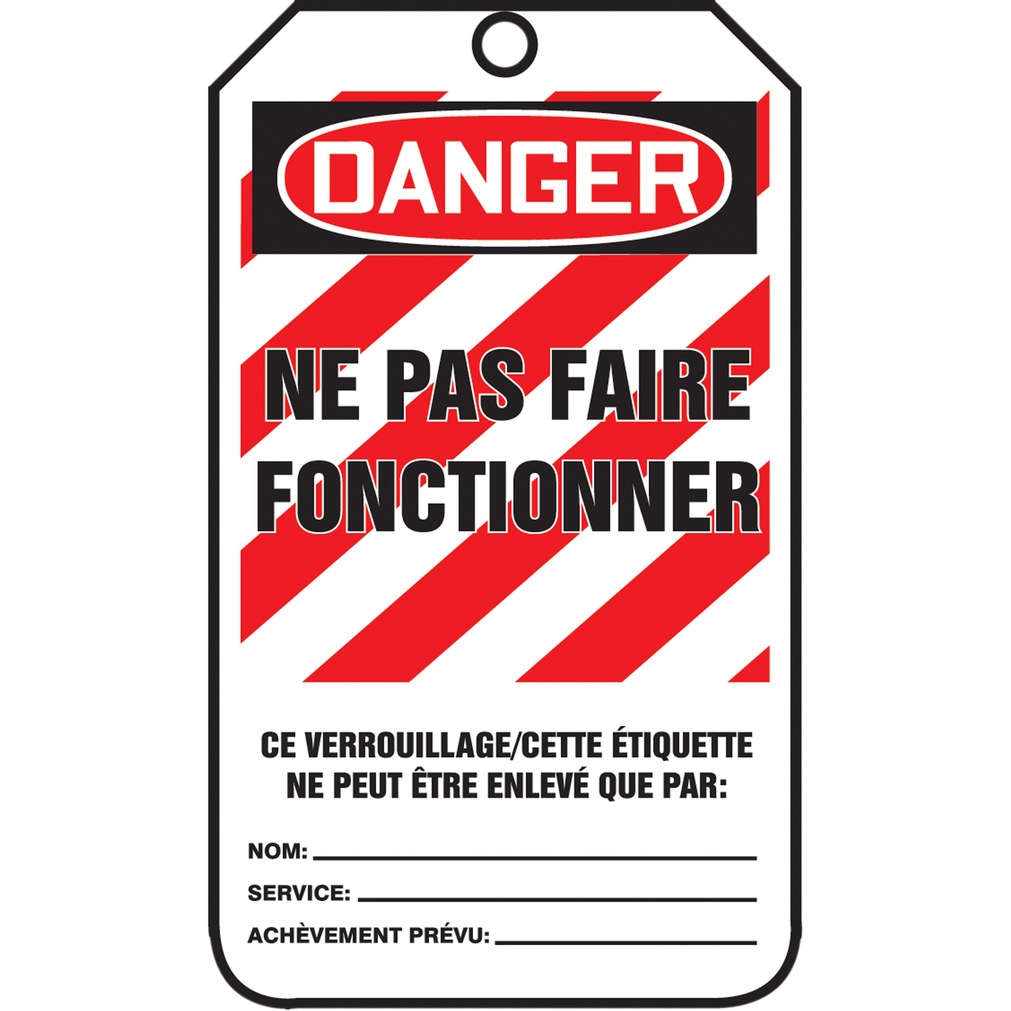 Étiquettes de verrouillage, Plastique, 3-3/8" la x 5-7/8" h, Français