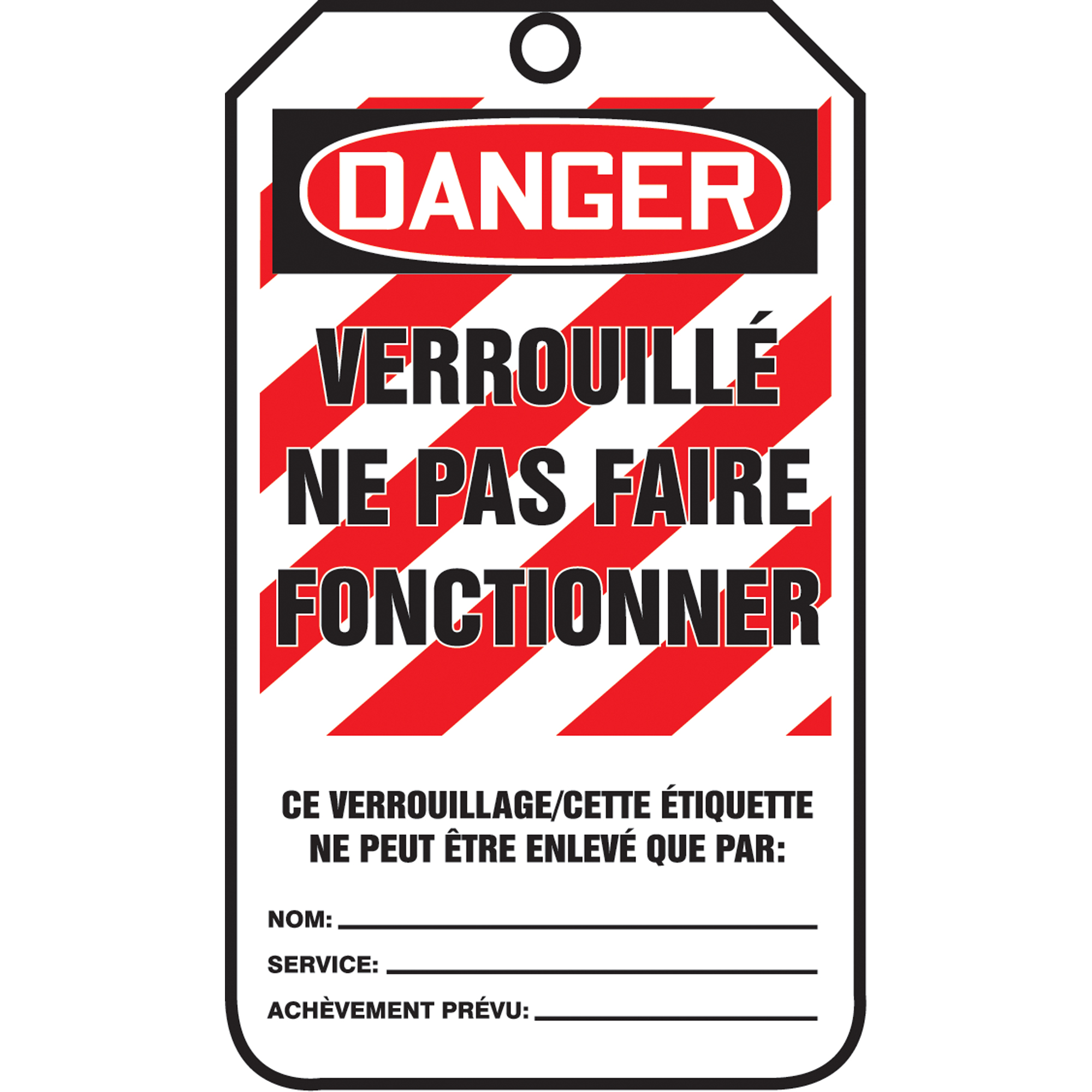 Étiquettes de sécurité - Verrouillage, Plastique, 3-3/8" la x 5-7/8" h, Français