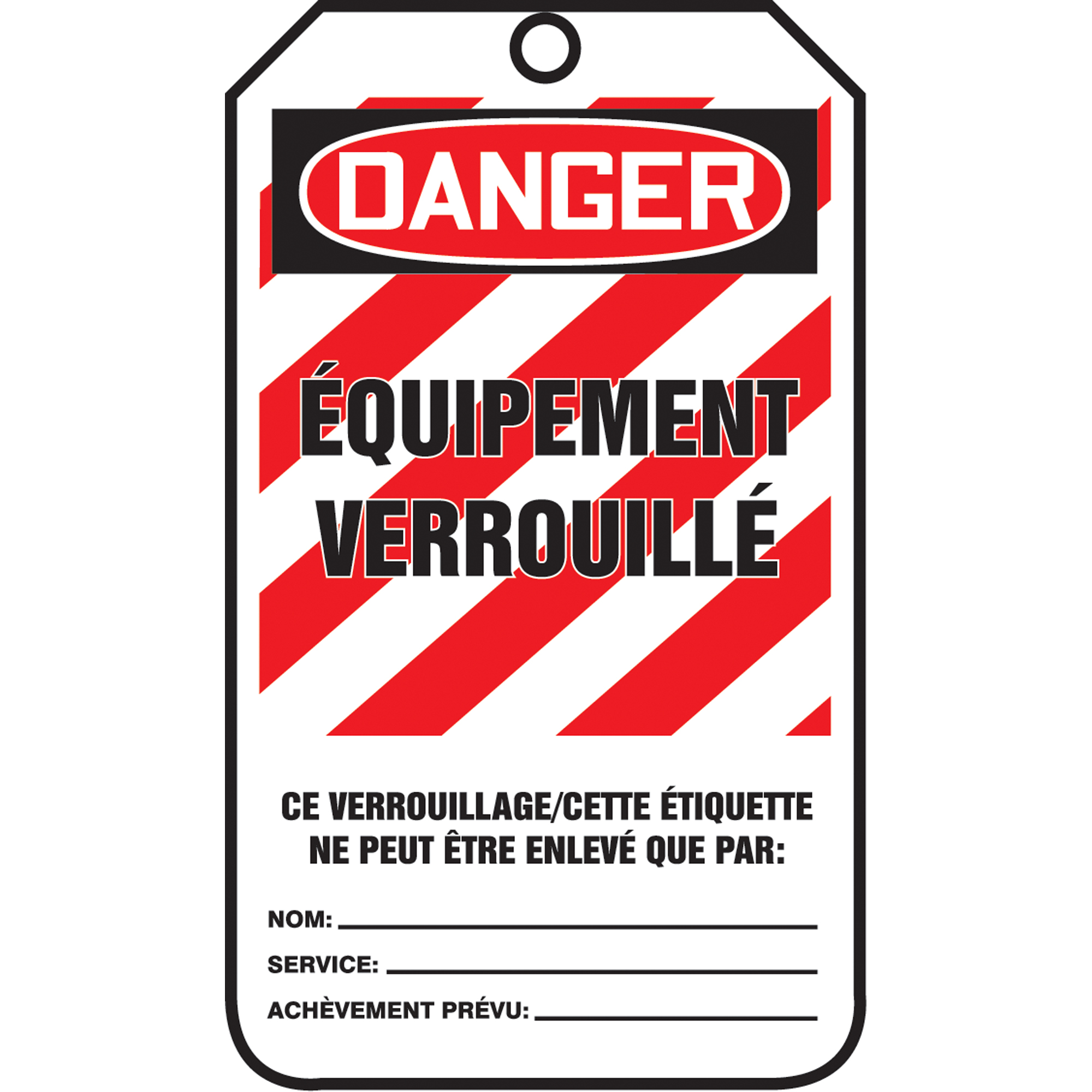 Étiquettes de sécurité - Verrouillage, Papier cartonné, 3-1/8" la x 5-7/8" h, Français