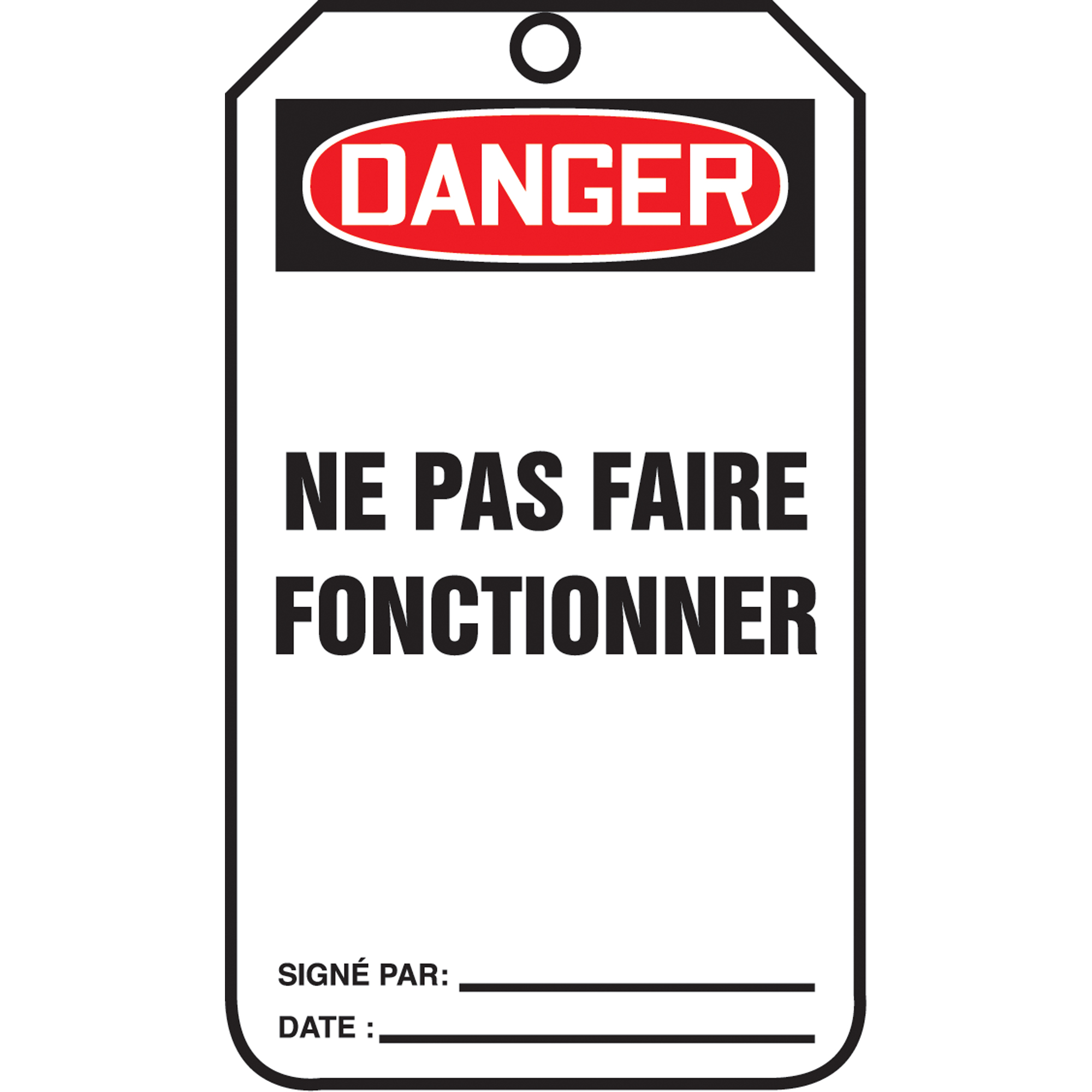 Étiquettes de verrouillage, Plastique, 3-3/8" la x 5-7/8" h, Français