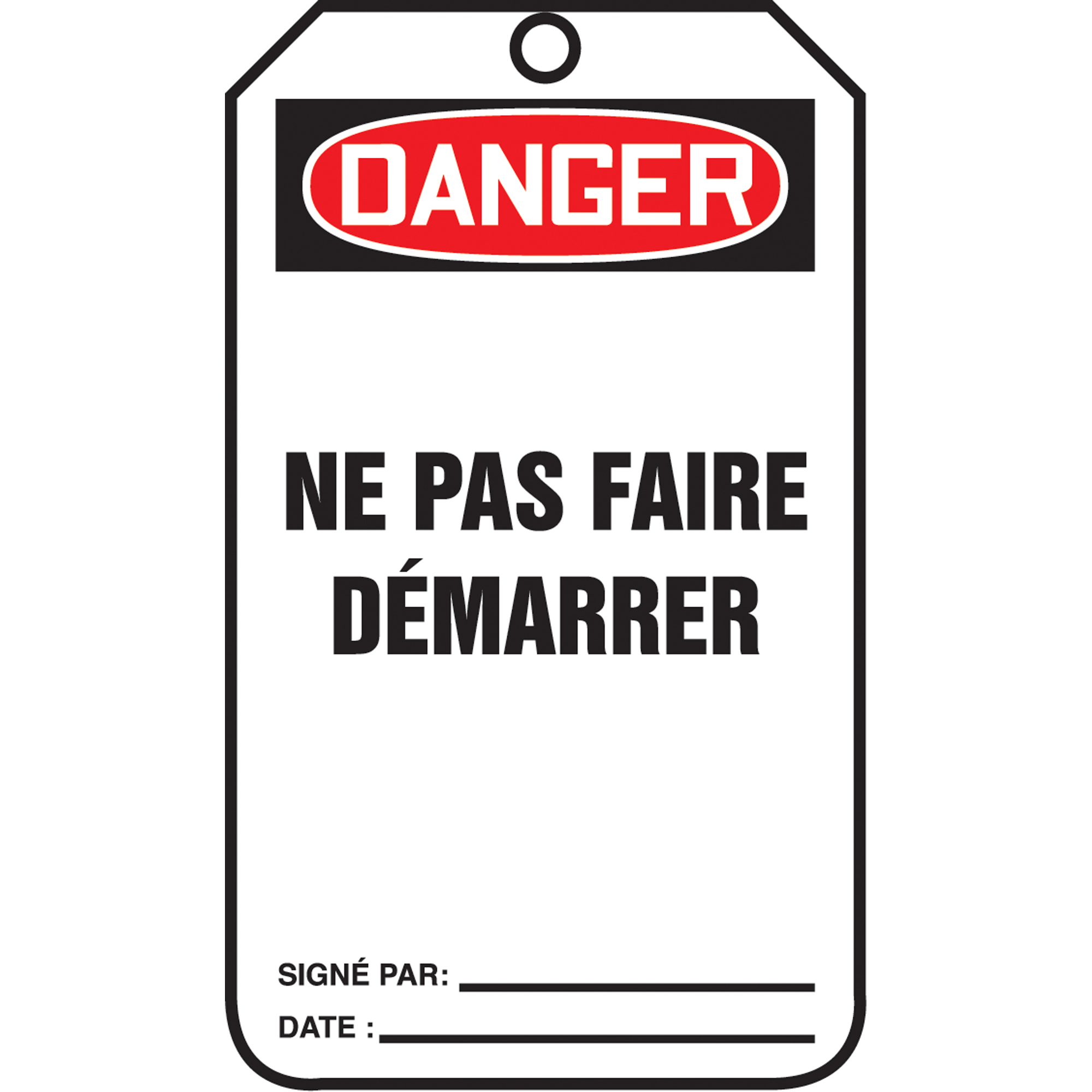 Étiquettes de verrouillage, Papier cartonné, 3-1/8" la x 5-7/8" h, Français