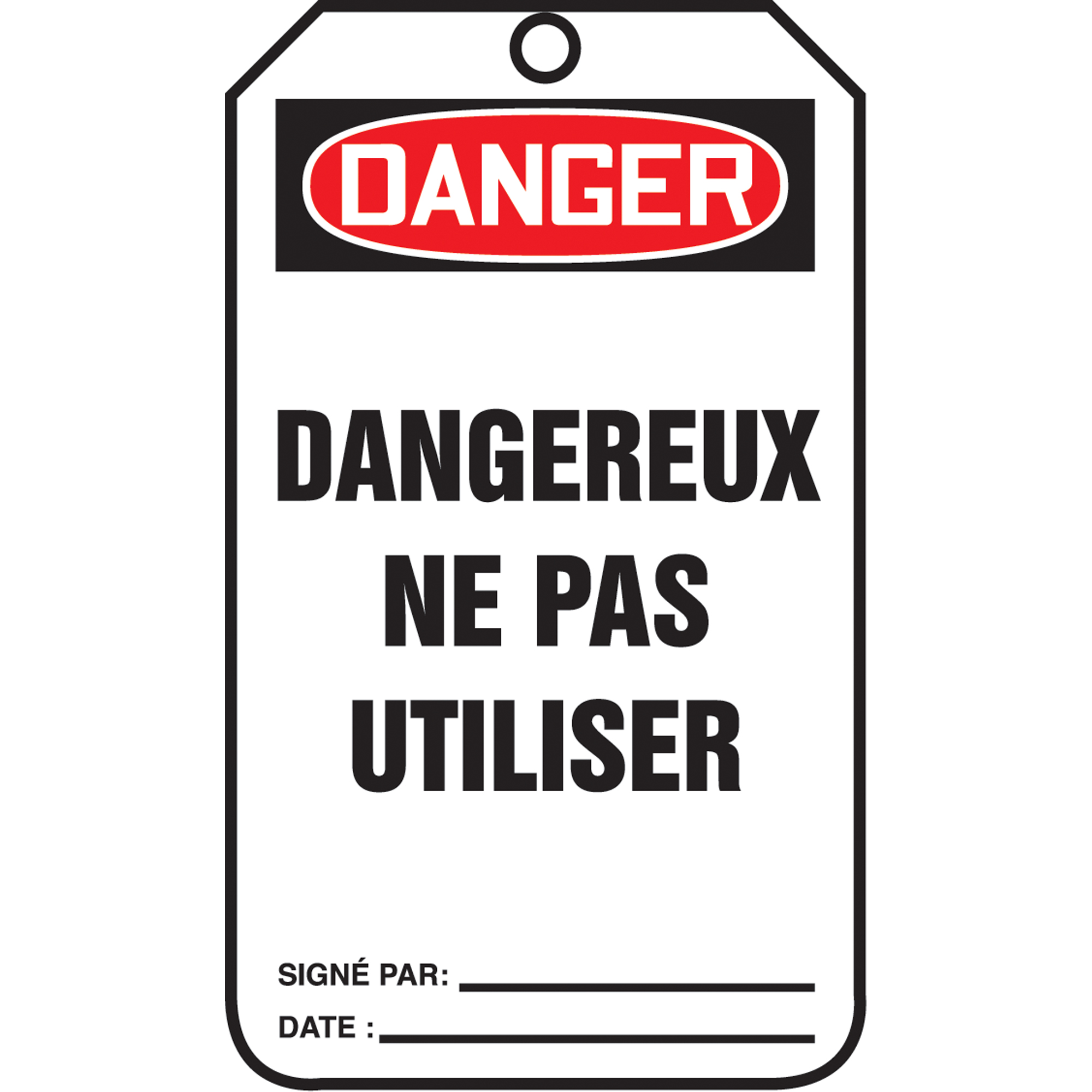 Étiquettes de verrouillage, Papier cartonné, 3-1/8" la x 5-7/8" h, Français