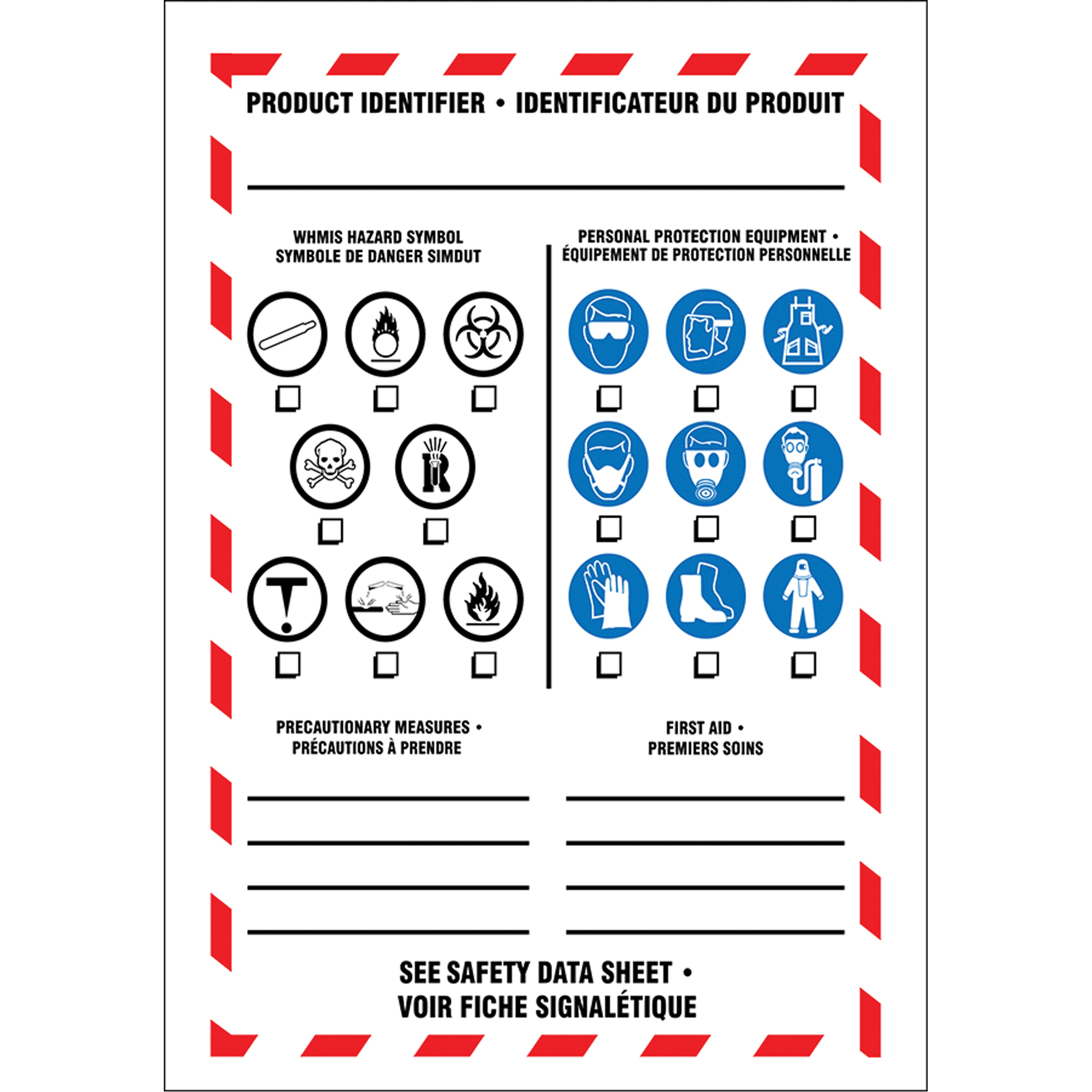 Étiquettes d'identification de produit, Vinyle, Feuille, 3-1/2" lo x 5" la