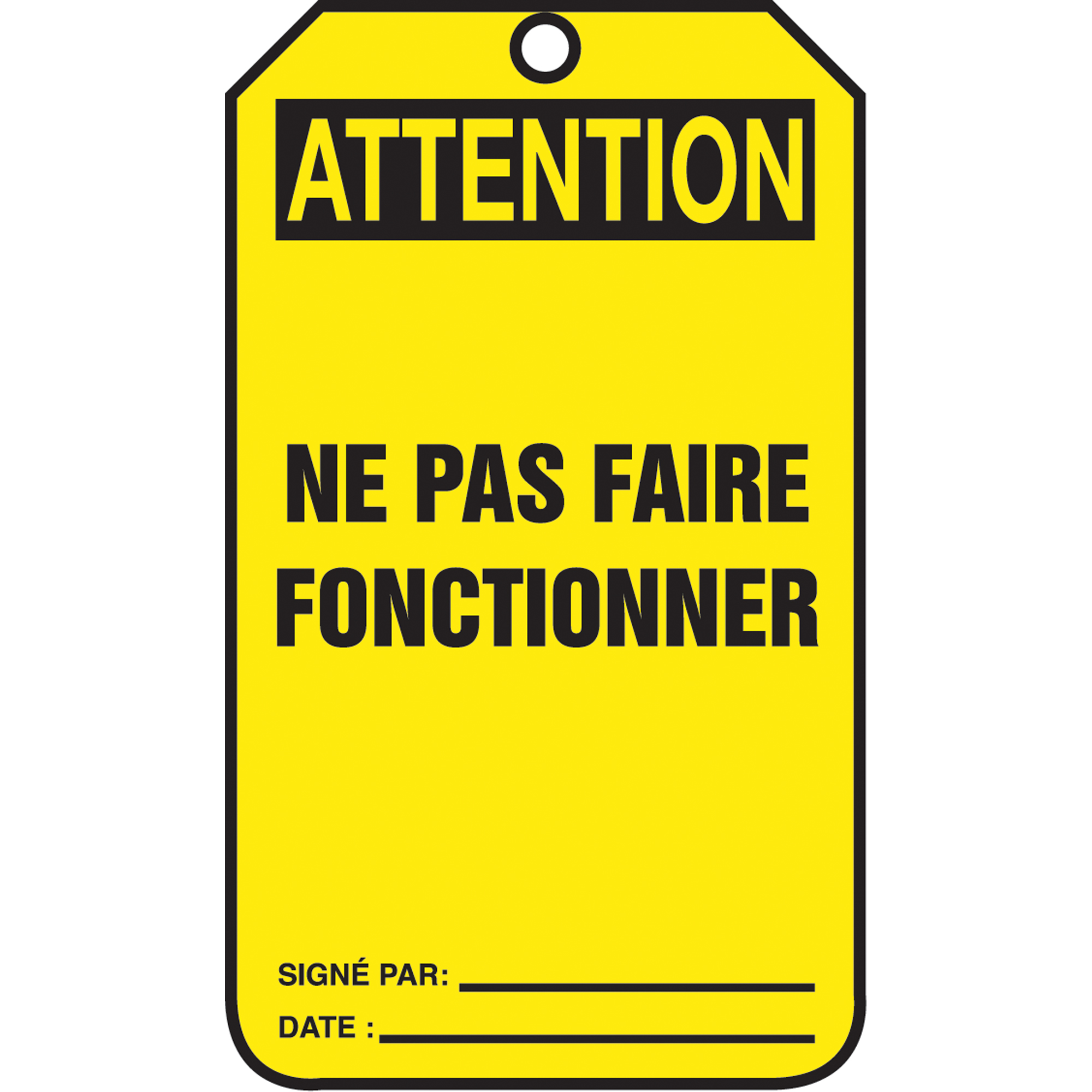 Étiquettes de verrouillage, Papier cartonné, 3-1/8" la x 5-7/8" h, Français