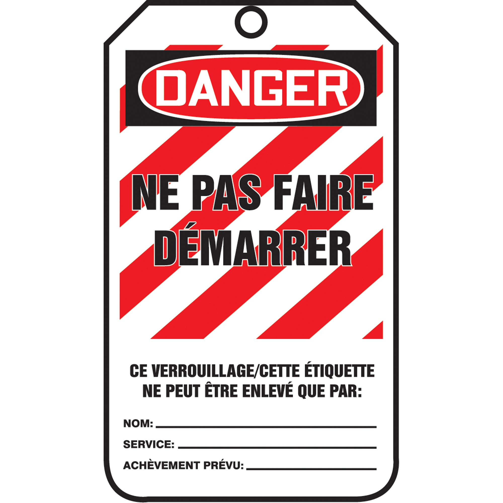 Étiquettes de verrouillage, Plastique, 3-3/8" la x 5-7/8" h, Français
