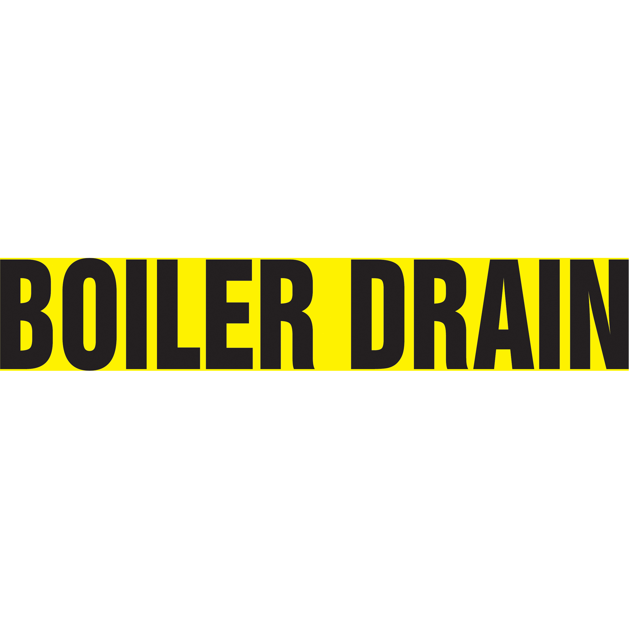 Marqueur de tuyau "Boiler Drain", Autocollant, 1-1/2" h x 8" la, Noir sur jaune