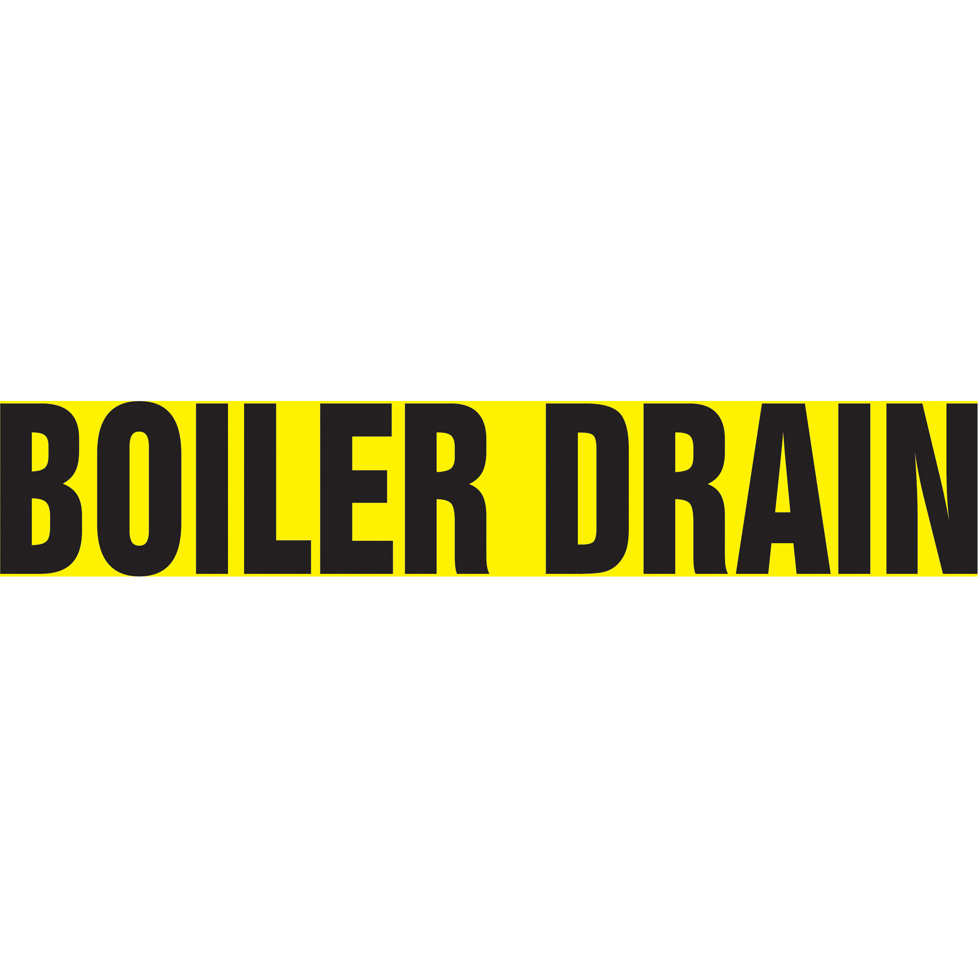 Marqueur de tuyau "Boiler Drain" Snap TiteMC, À pression, 14" h x 12" la, Noir sur jaune